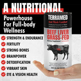 Terramed Beef Liver Gummies on a wooden table with natural background