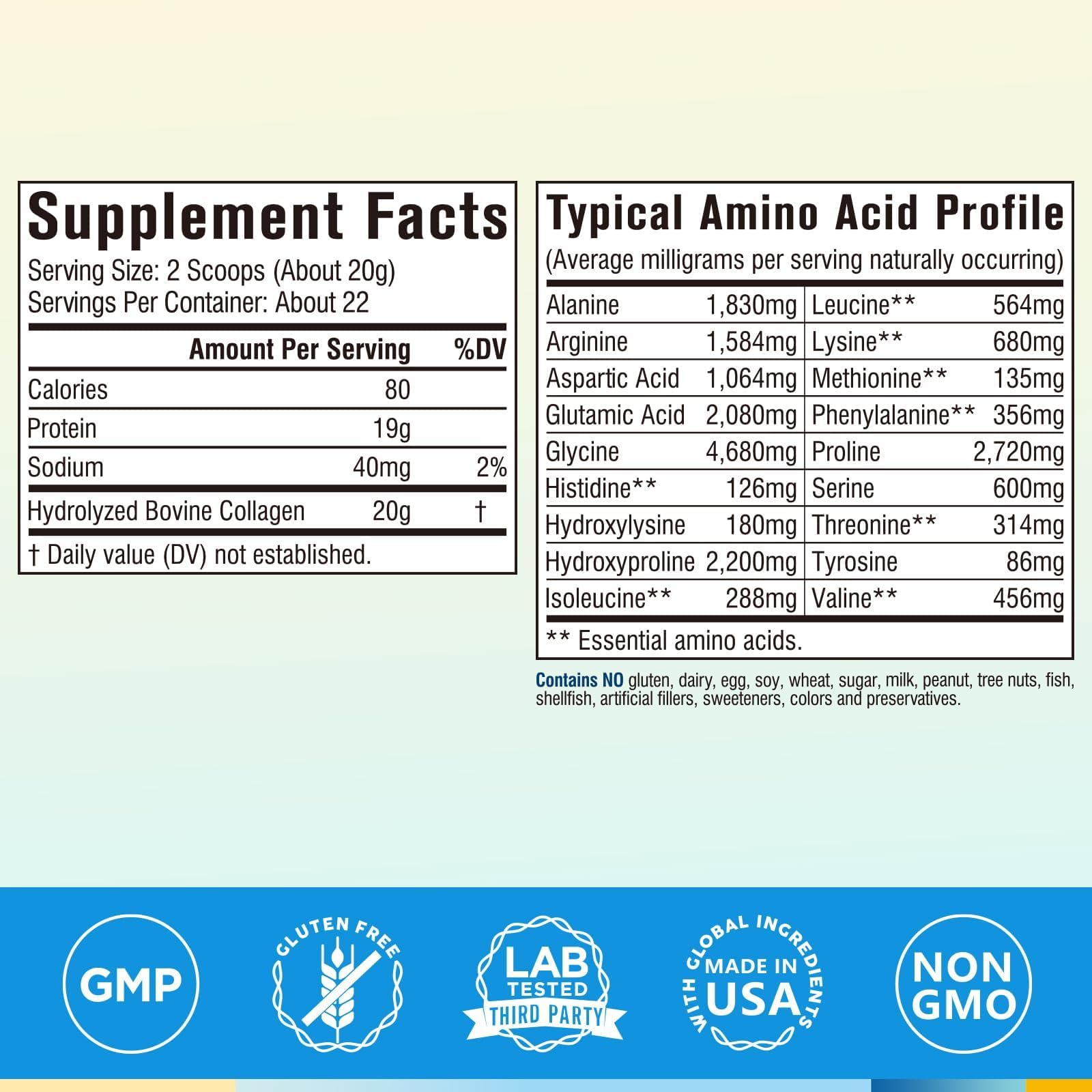 Terranics Bovine Collagen Powder packaging side view