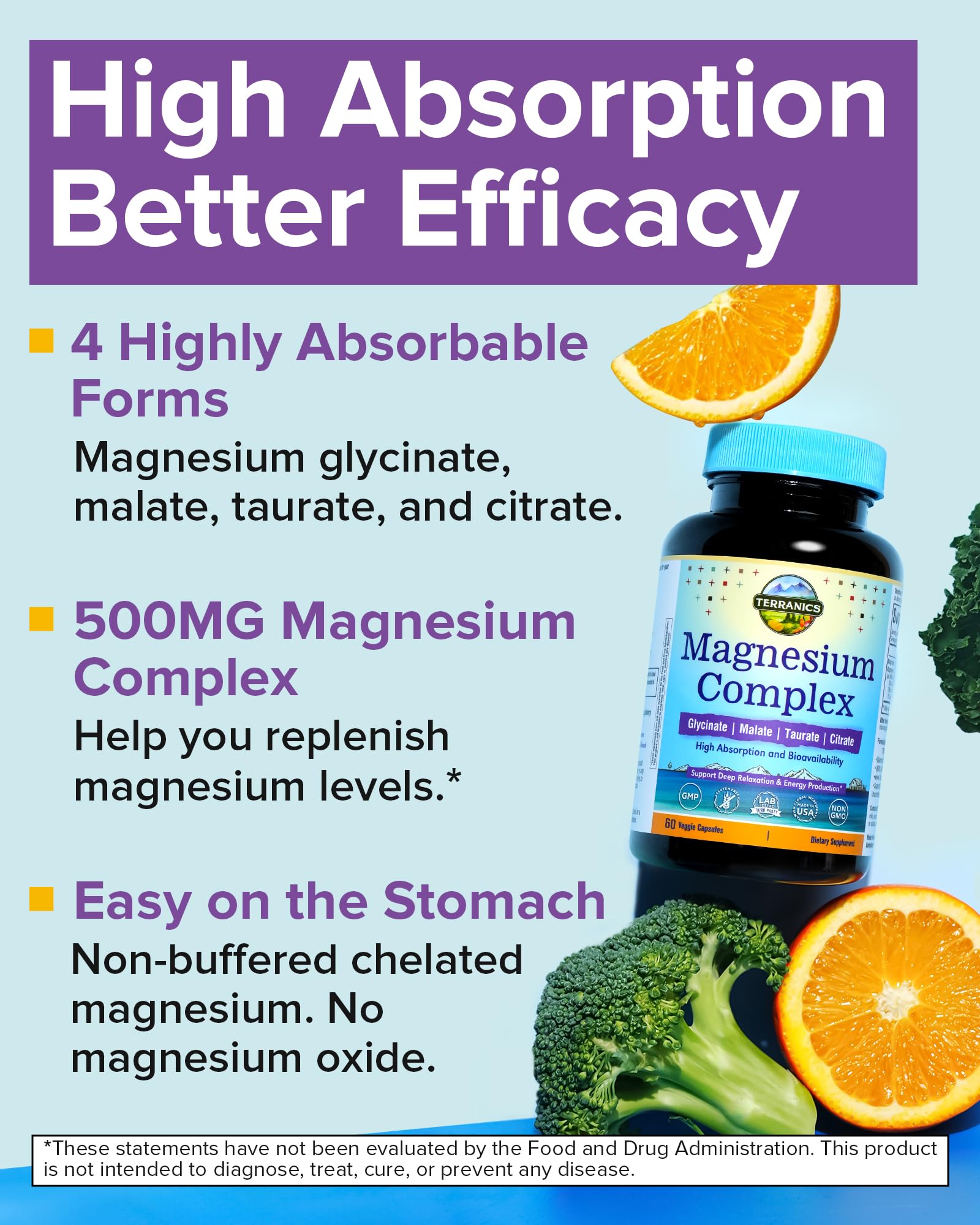Terranics Magnesium Complex 500mg capsule close-up
