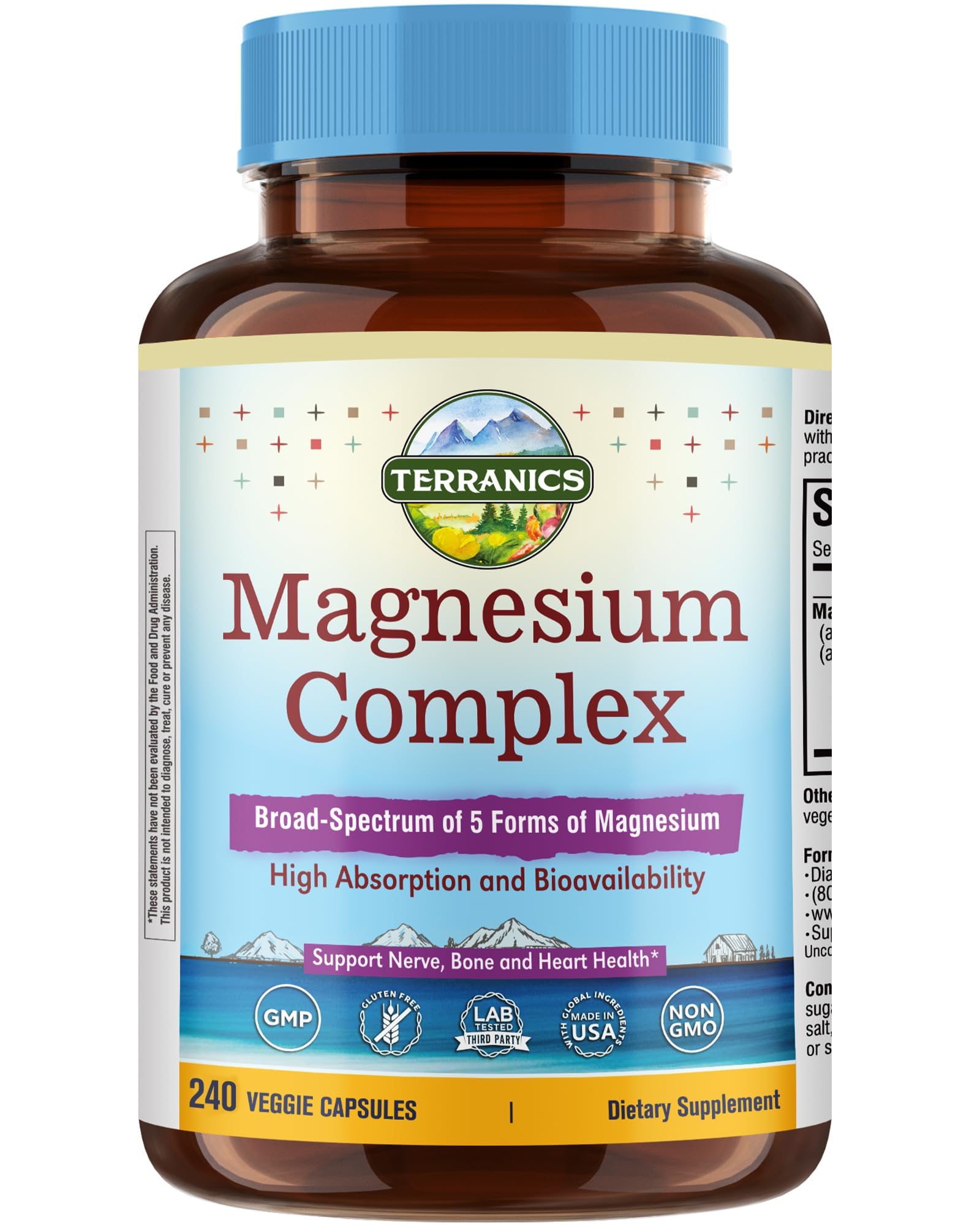 Terranics Magnesium Complex 500mg capsules front view