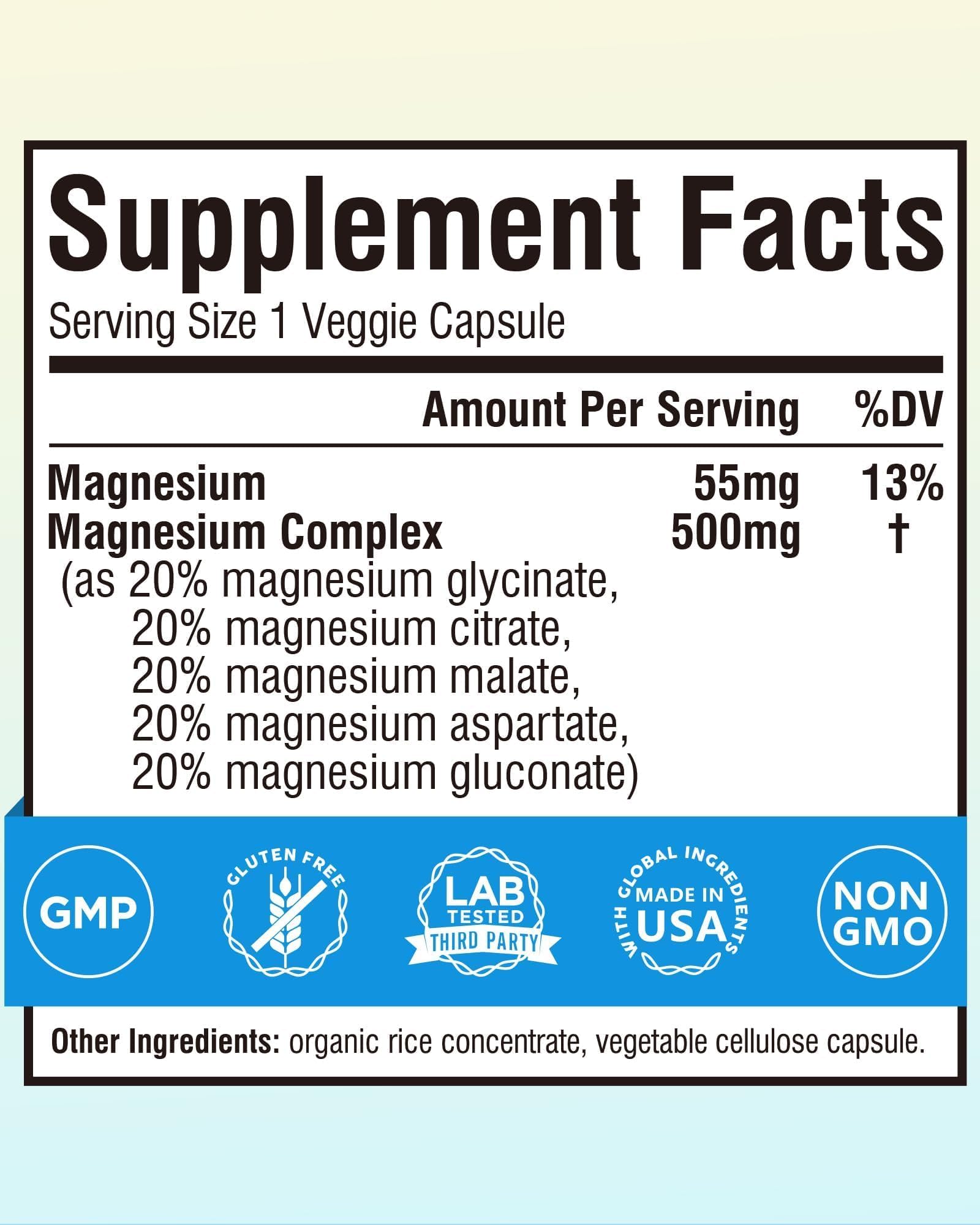 Terranics Magnesium Complex 500mg capsules side view