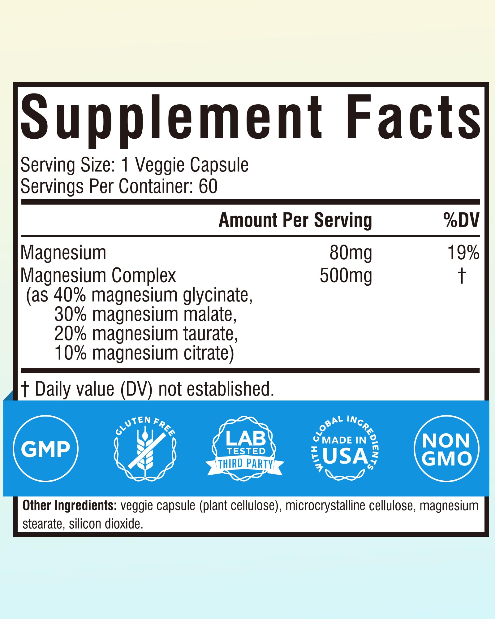 Terranics Magnesium Complex 500mg side view of packaging