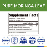 Terranics Moringa Supplement side view showing capsule details