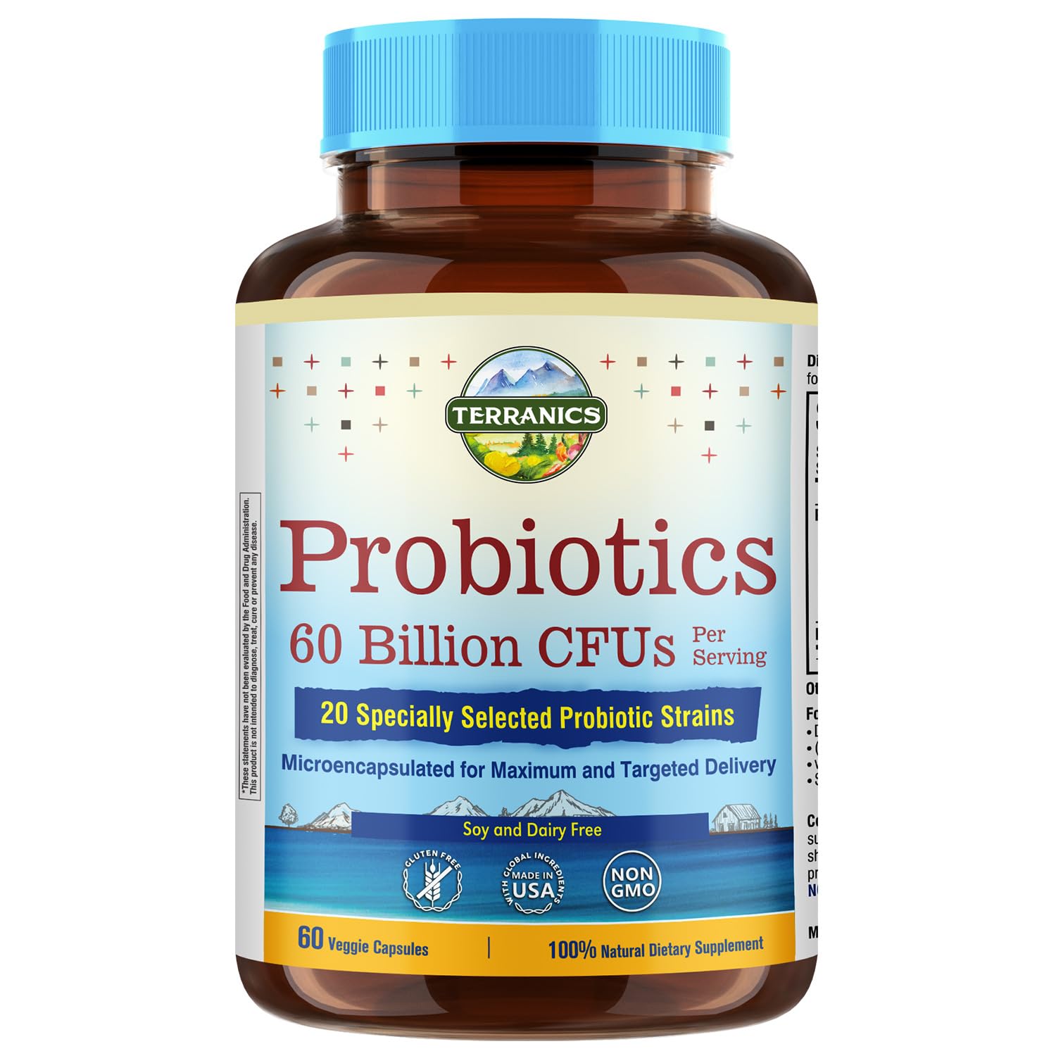 Terranics Probiotics 60 Billion CFU front view of packaging
