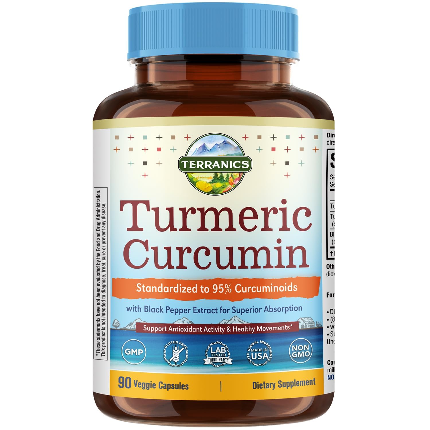 Terranics Turmeric Curcumin Capsules front view