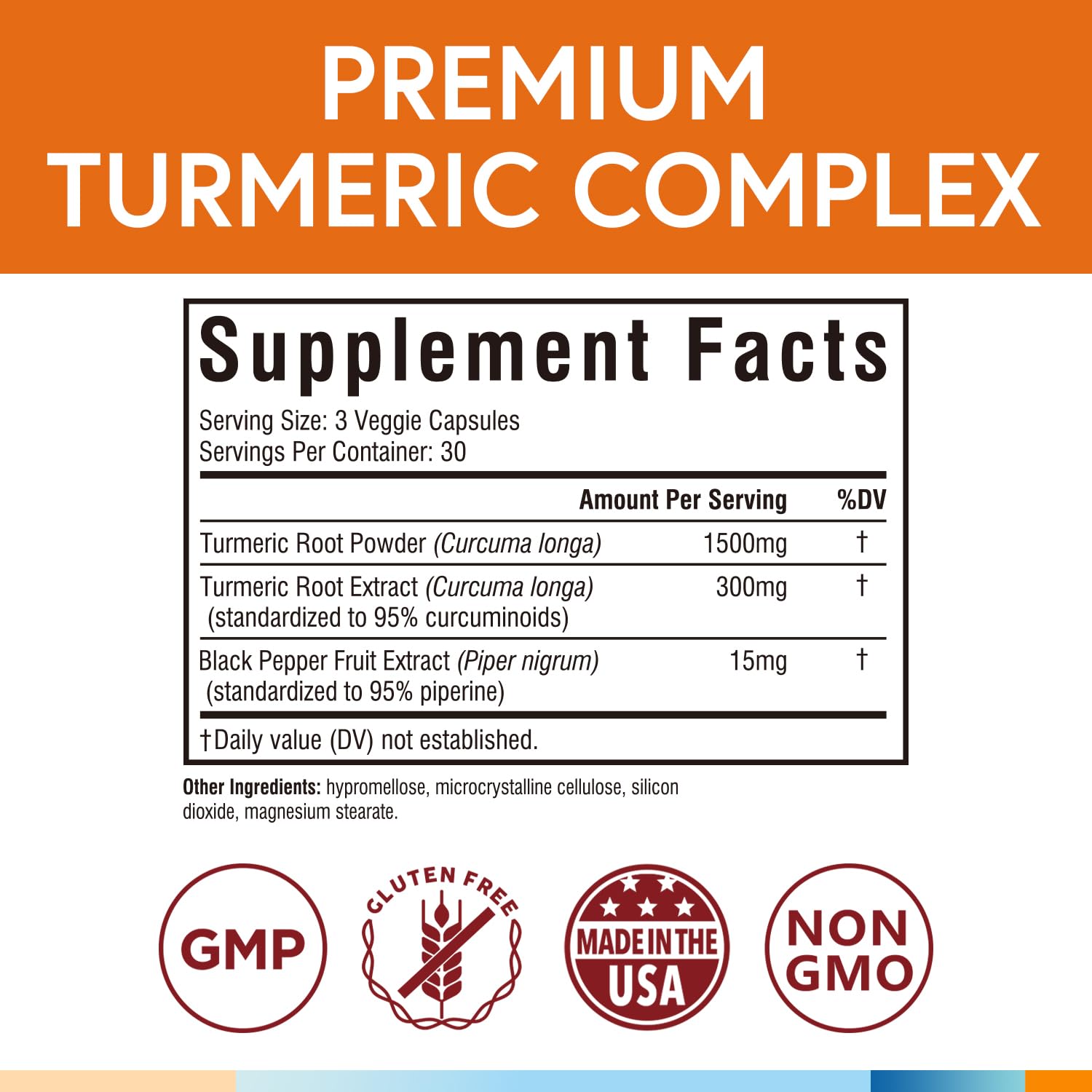 Terranics Turmeric Curcumin Capsules side view with label