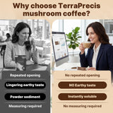 TerraPrecis Mushroom Coffee stick pack open with powder