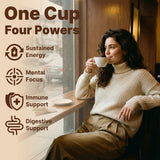 TerraPrecis Mushroom Coffee stick pack with coffee cup