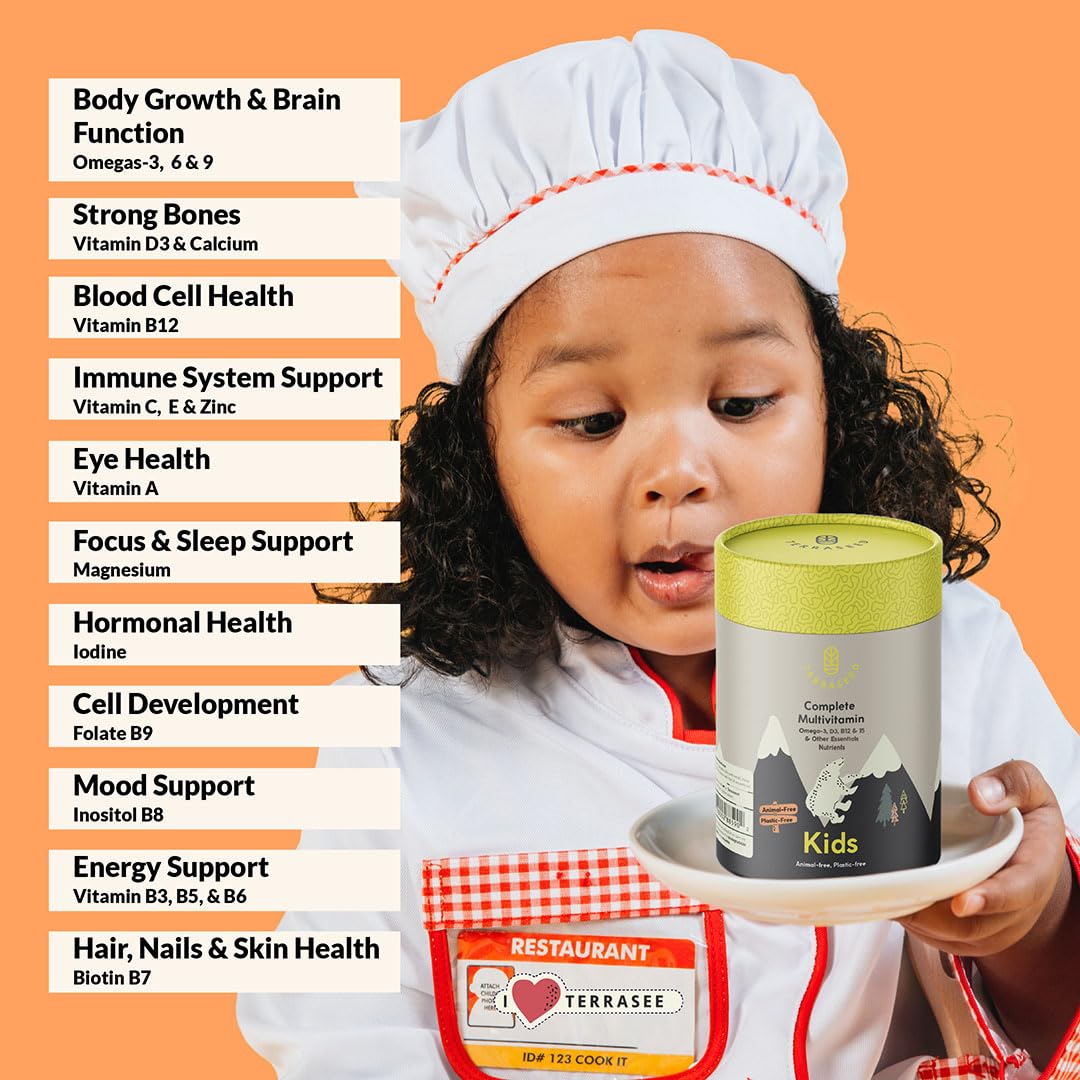 Terraseed Kids Multivitamin Gummies on a wooden table