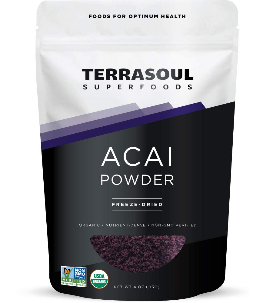 Terrasoul Superfoods Acai Berry Powder 4-ounce pouch front view