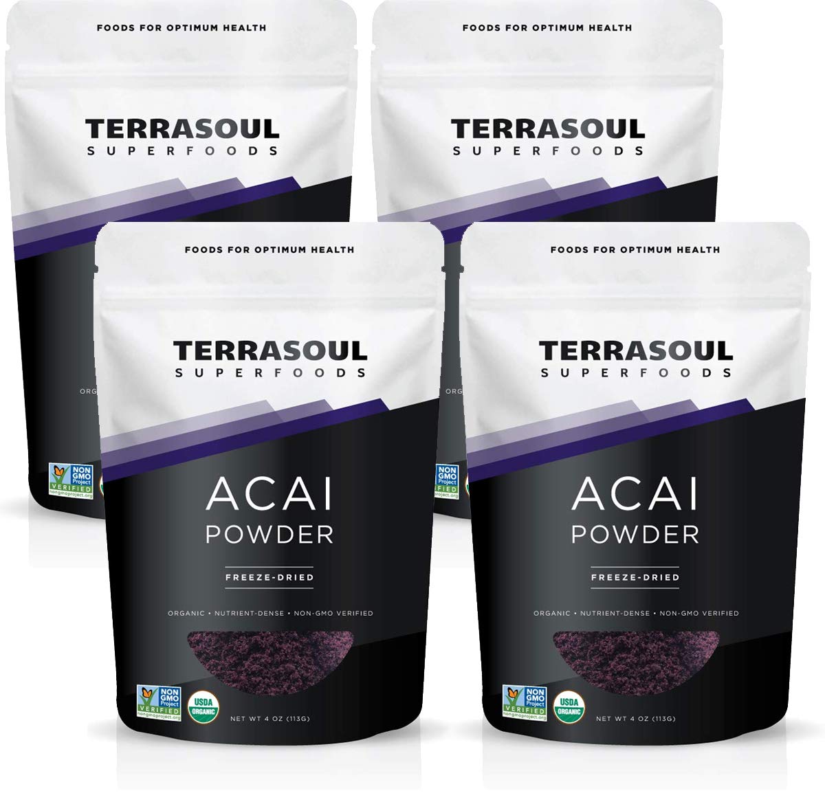Terrasoul Superfoods Acai Berry Powder 4-ounce pouch front view