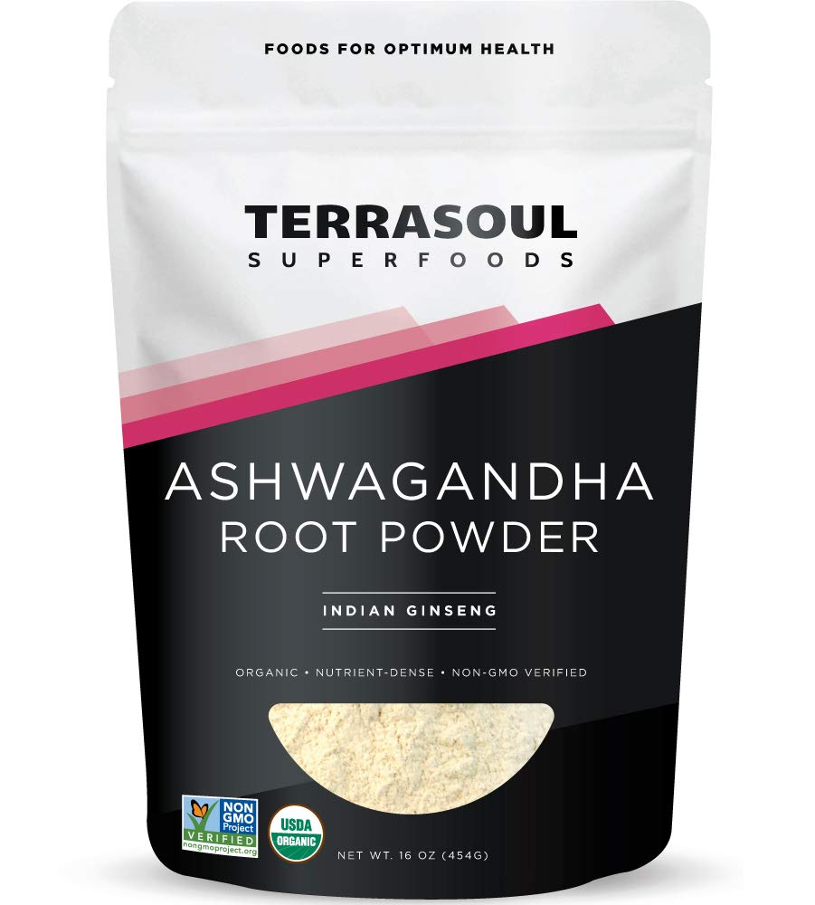 Terrasoul Superfoods Ashwagandha Root Powder 16-ounce pouch front view