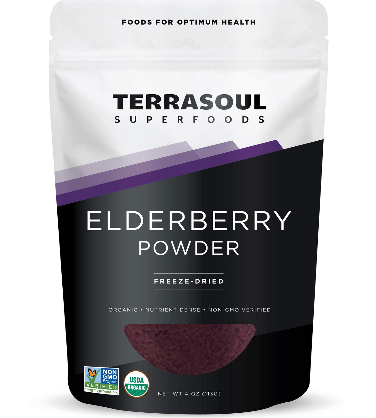 Terrasoul Superfoods Elderberry Powder 4-ounce pouch front view