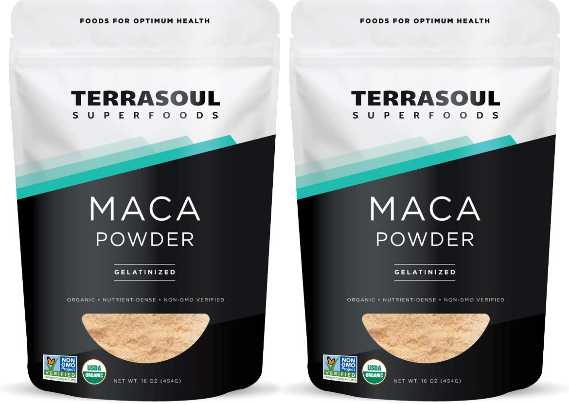 Terrasoul Superfoods Gelatinized Maca Powder 16-ounce pouch front view