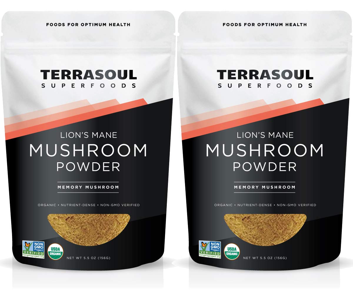 Terrasoul Superfoods Lion's Mane Mushroom Powder front view packaging