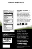 Terrasoul Superfoods Organic Chlorella Powder side view showing nutritional information