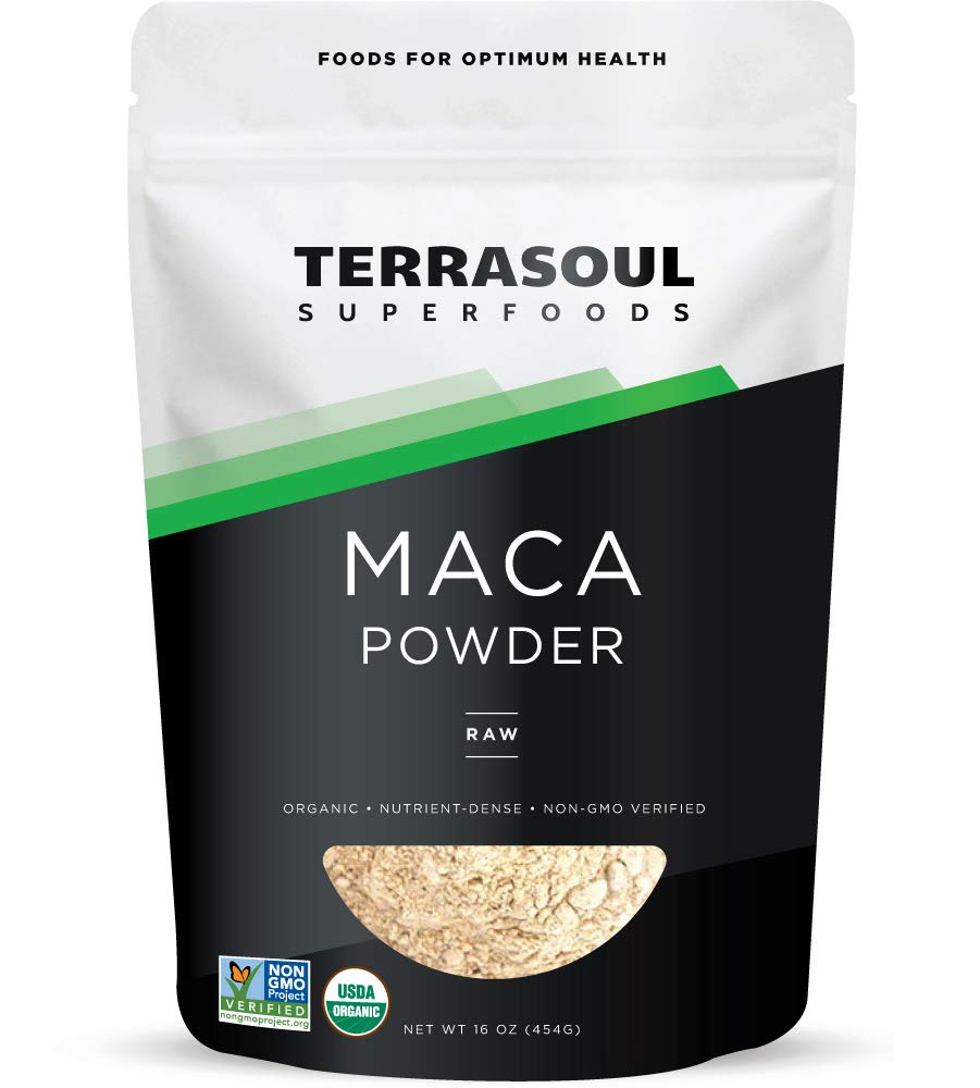 Terrasoul Superfoods Raw Maca Powder 16-ounce pouch front view