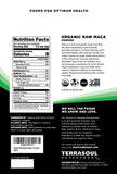 Terrasoul Superfoods Raw Maca Powder back view with ingredients