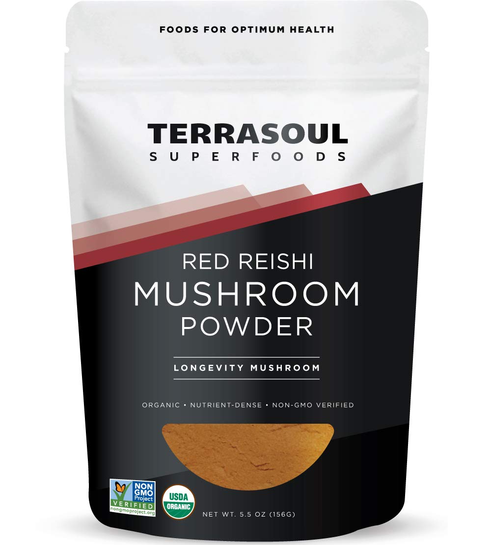 Terrasoul Superfoods Red Reishi Mushroom 4:1 Extract Powder 156g pouch front view