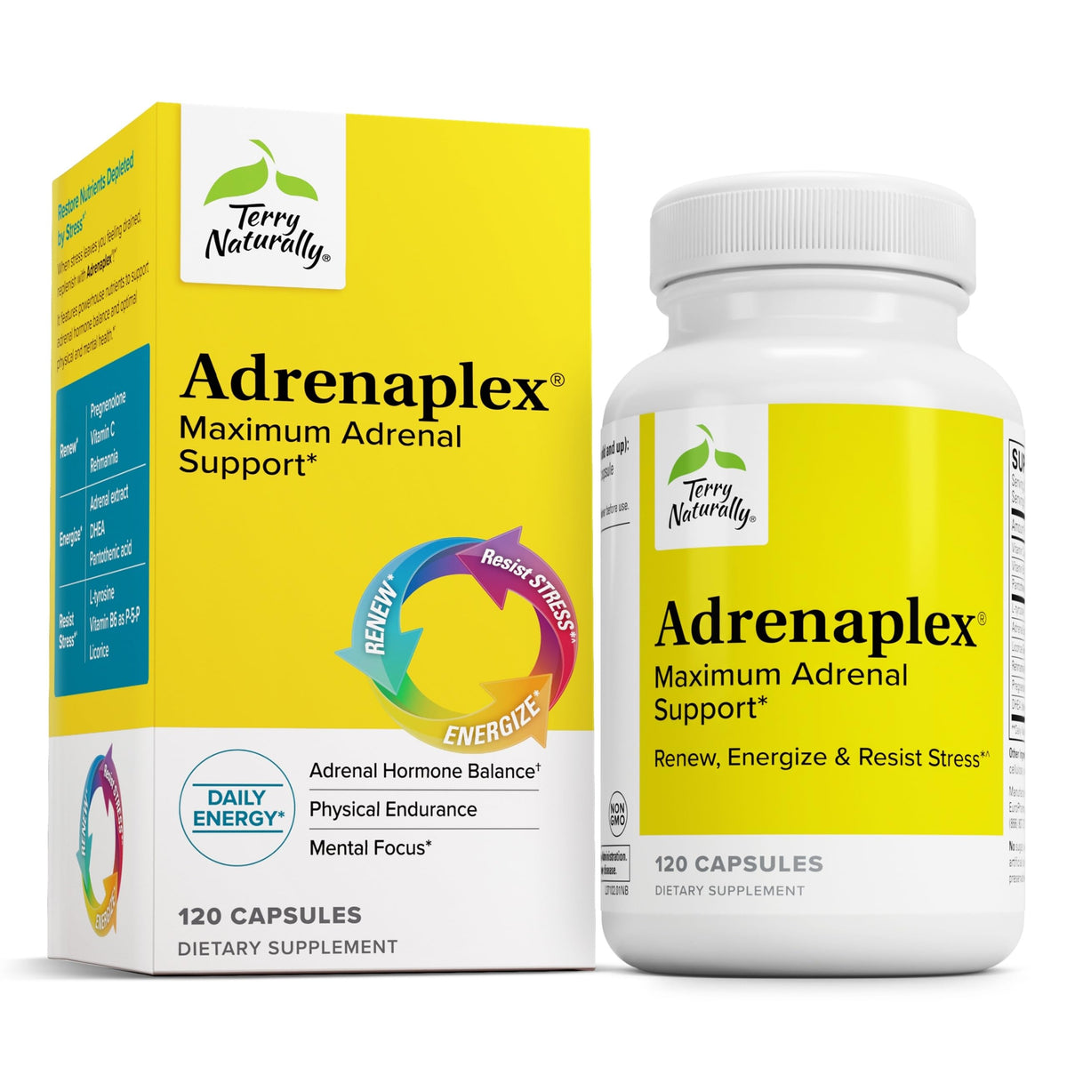 Terry Naturally Adrenaplex Adrenal Extract Supplement front view