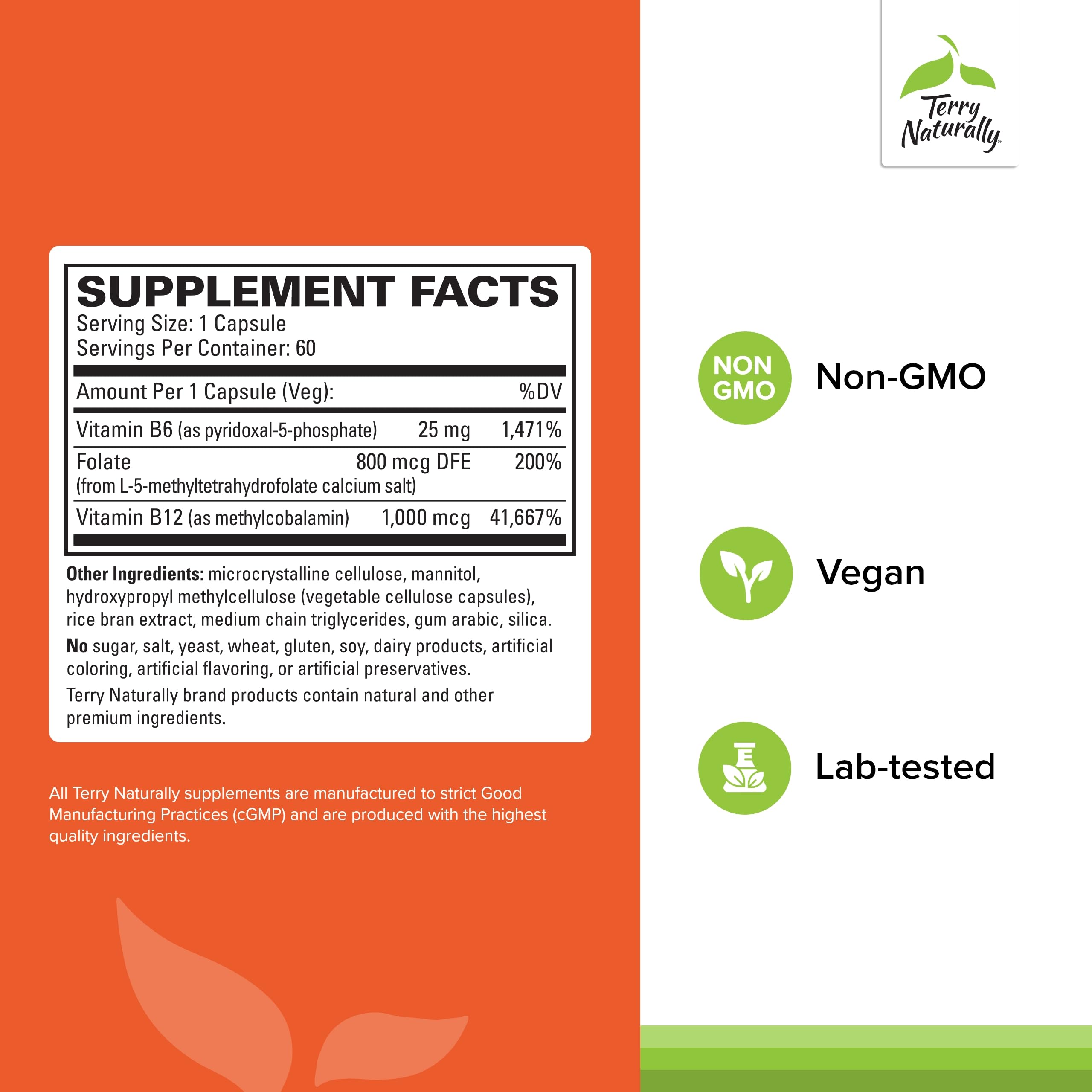 Terry Naturally B12 Vitamin Supplement 14g side view