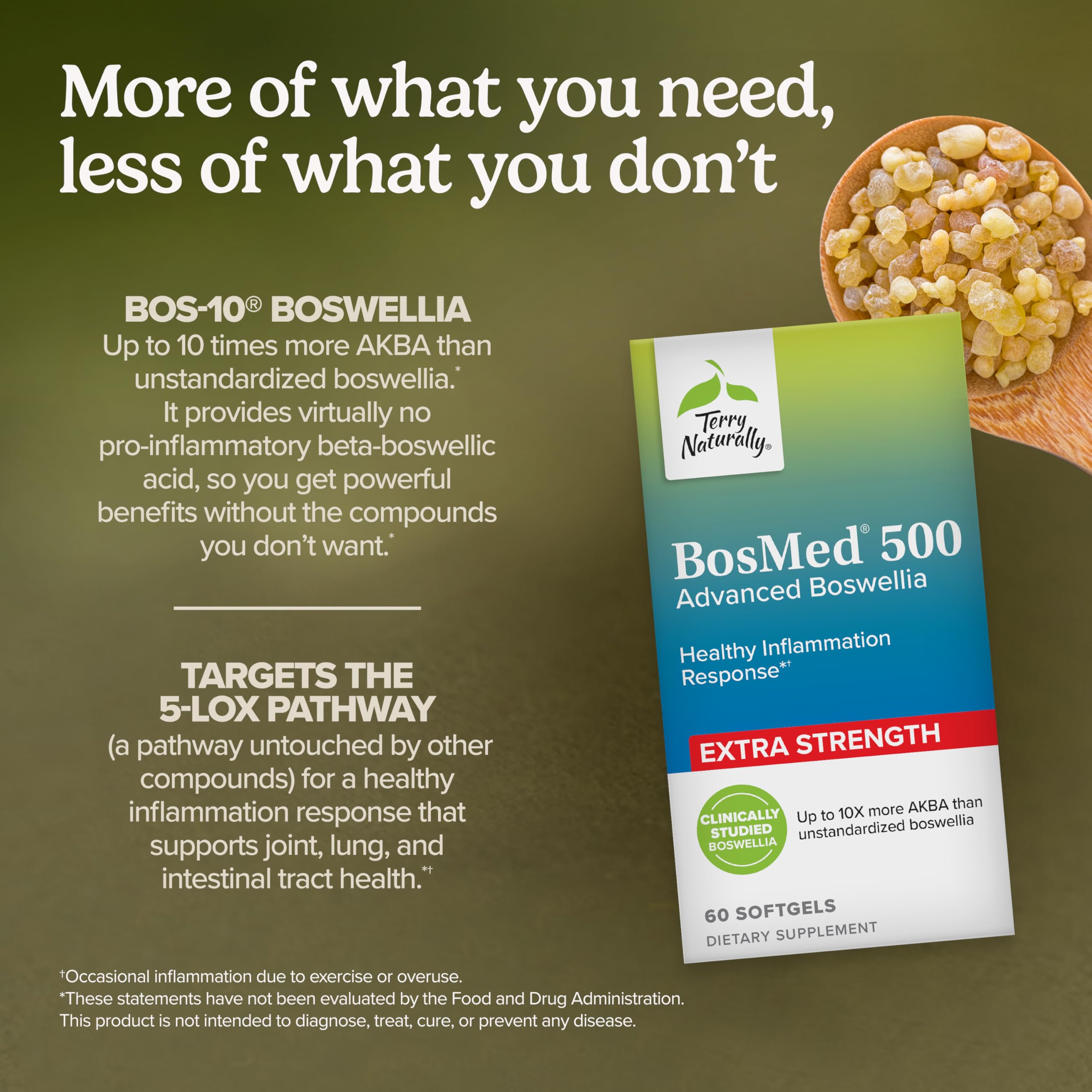 Terry Naturally BosMed Boswellia Serrata 1g supplement side view