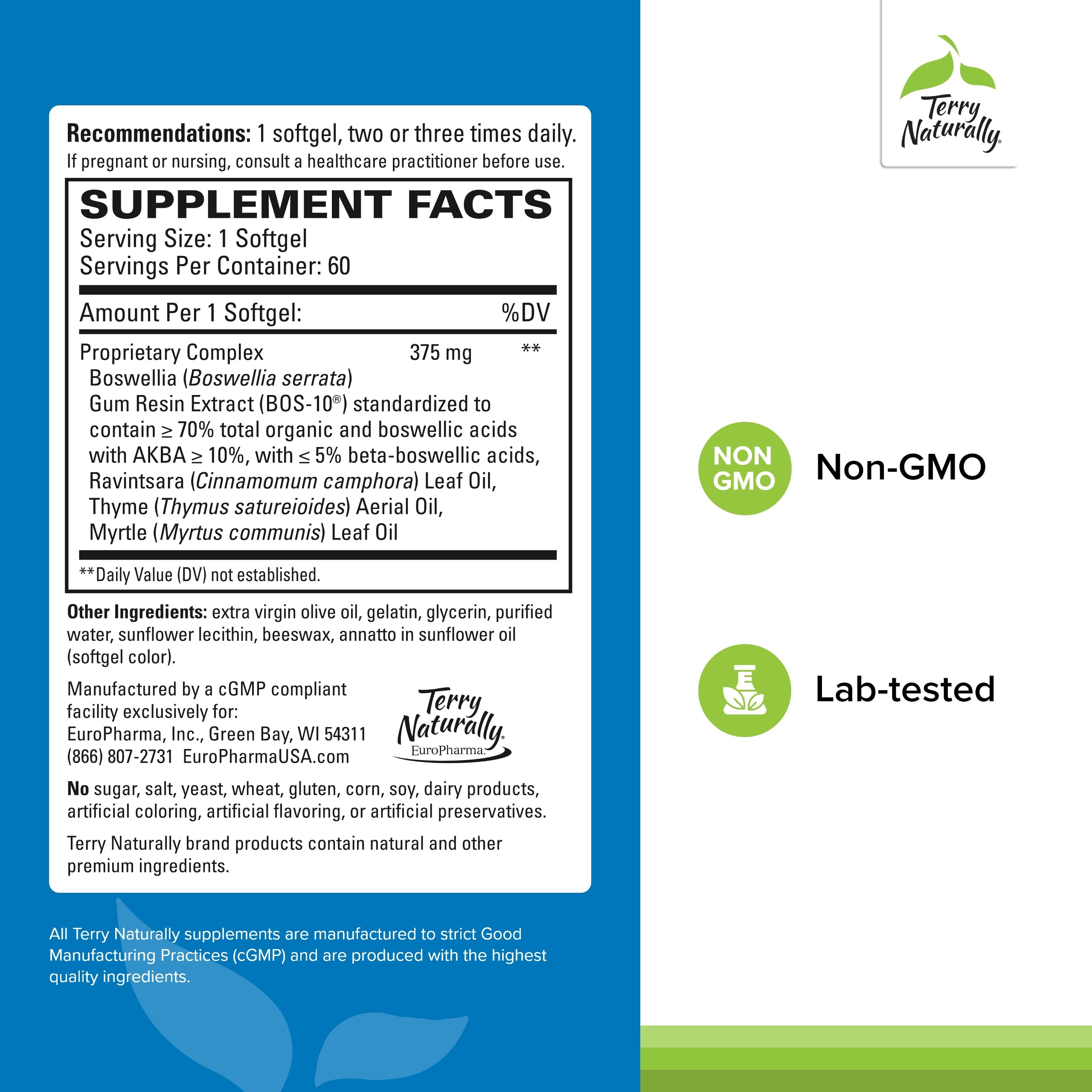 Terry Naturally BosMed supplement side view with packaging