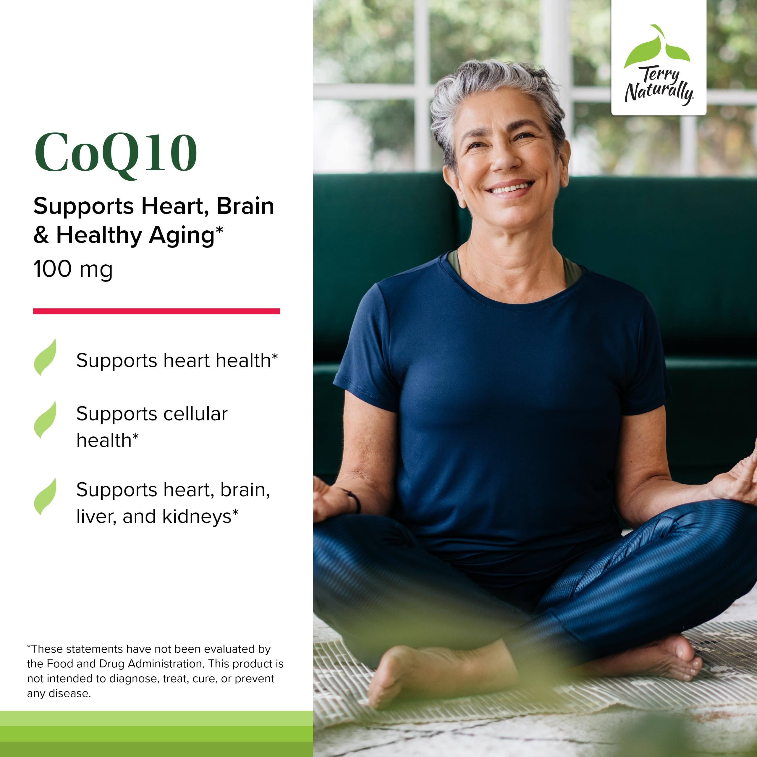 Terry Naturally CoQ10 Supplement 77g capsules in a bowl