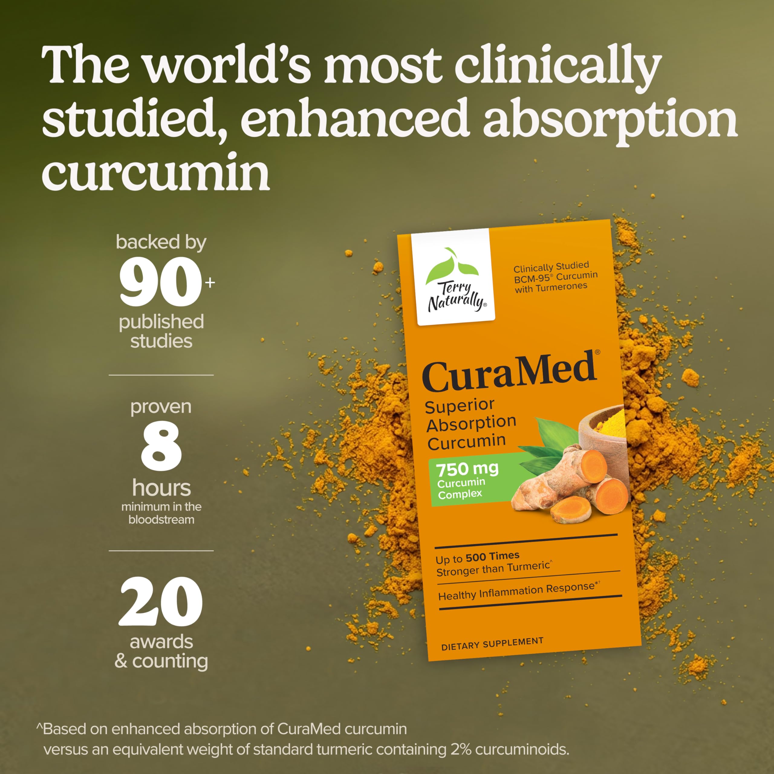 Terry Naturally CuraMed Curcumin 500mg softgels close-up of capsules