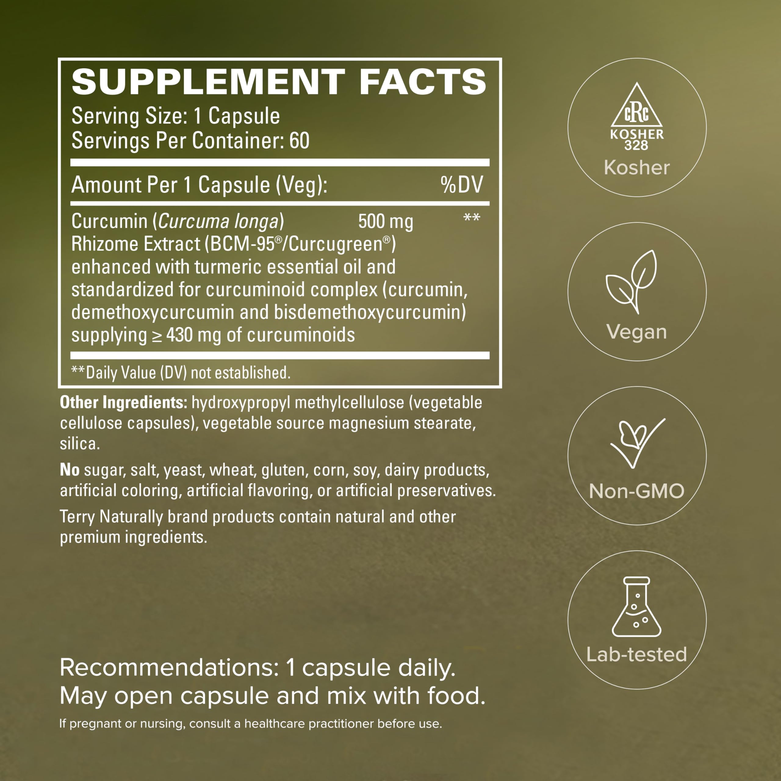 Terry Naturally CuraMed Curcumin Supplement with turmeric and herbal elements