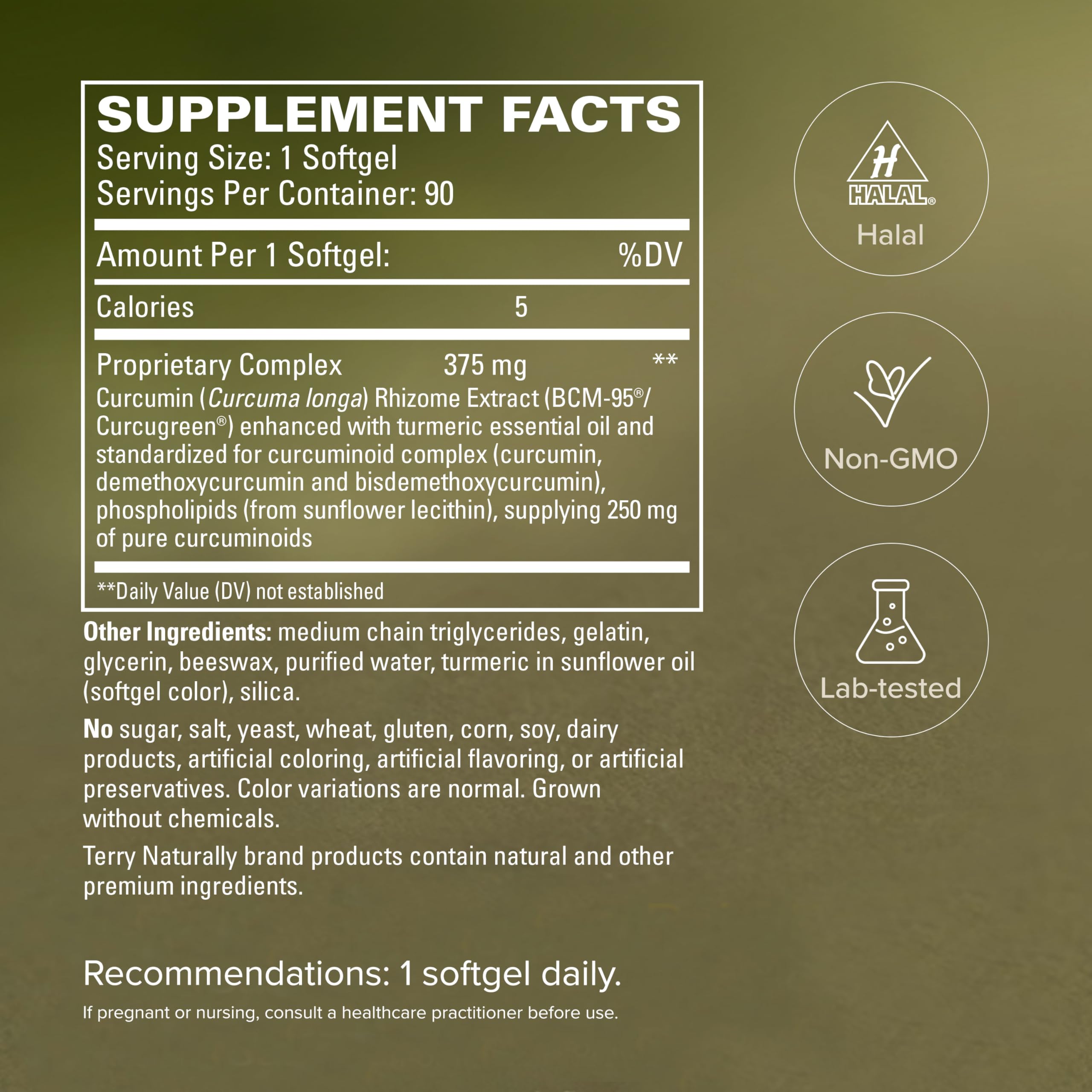 Terry Naturally CuraMed softgel bottle back view