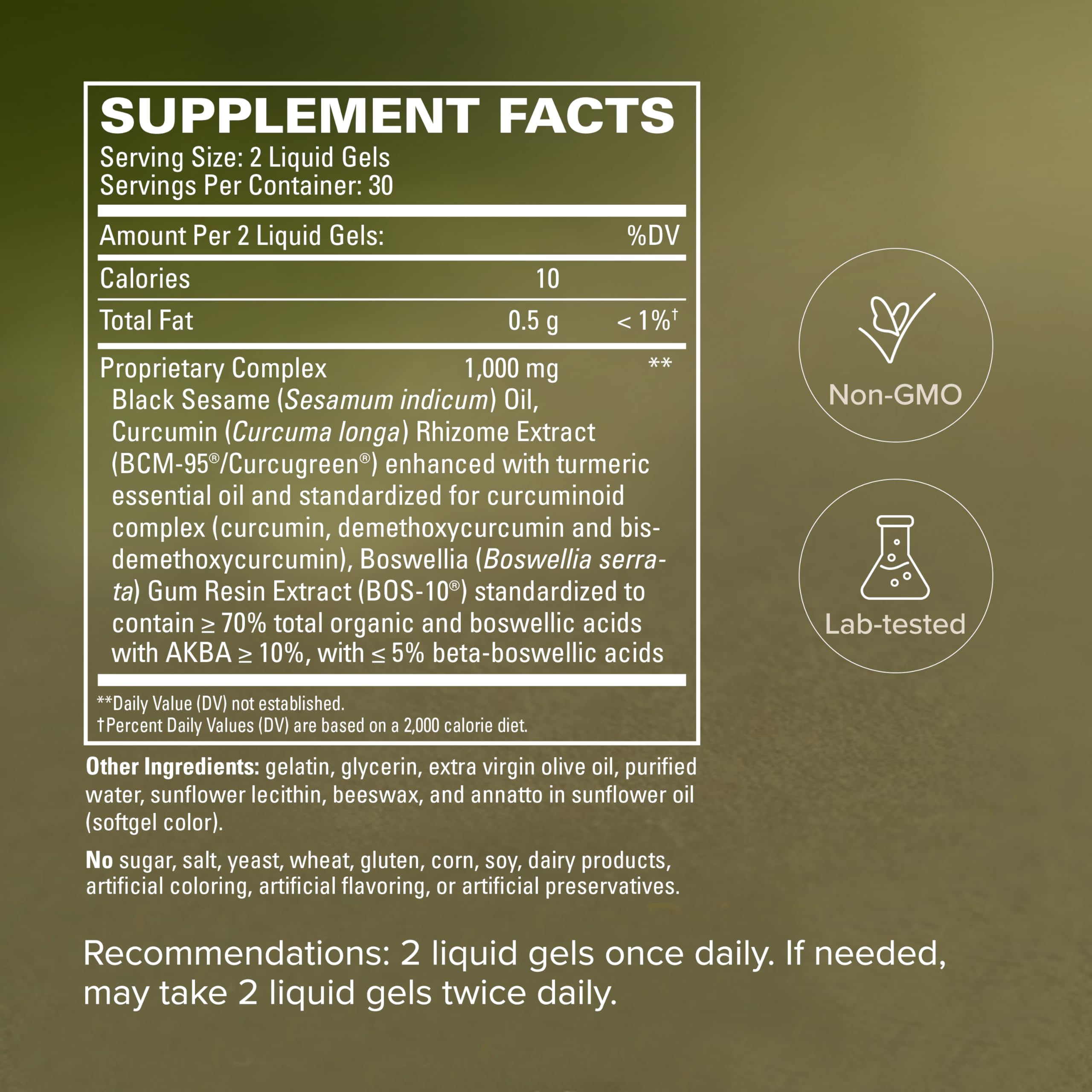 Terry Naturally Curcumin & Boswellia Supplement ingredients list