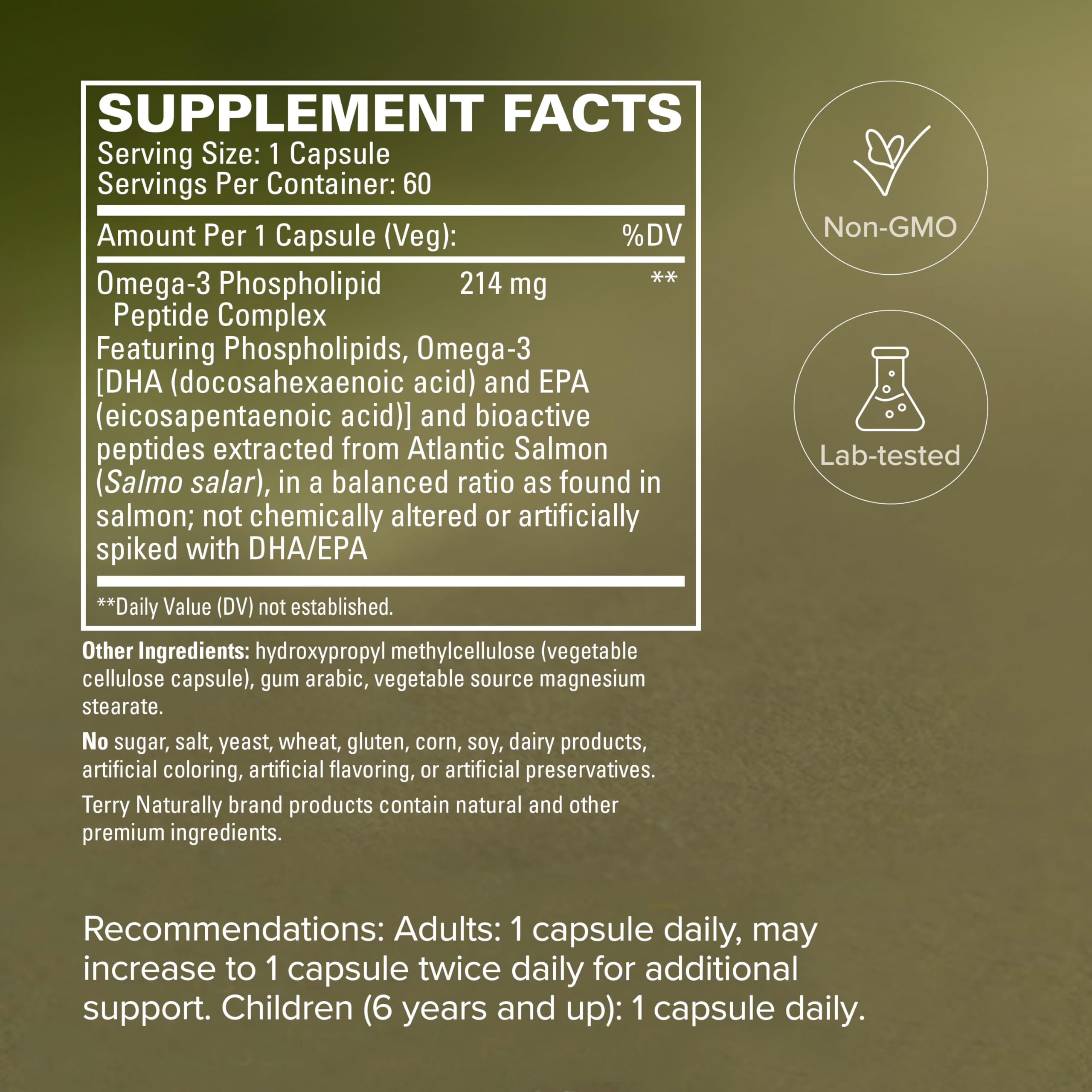 Terry Naturally Daily Supplement Capsules with dosage details