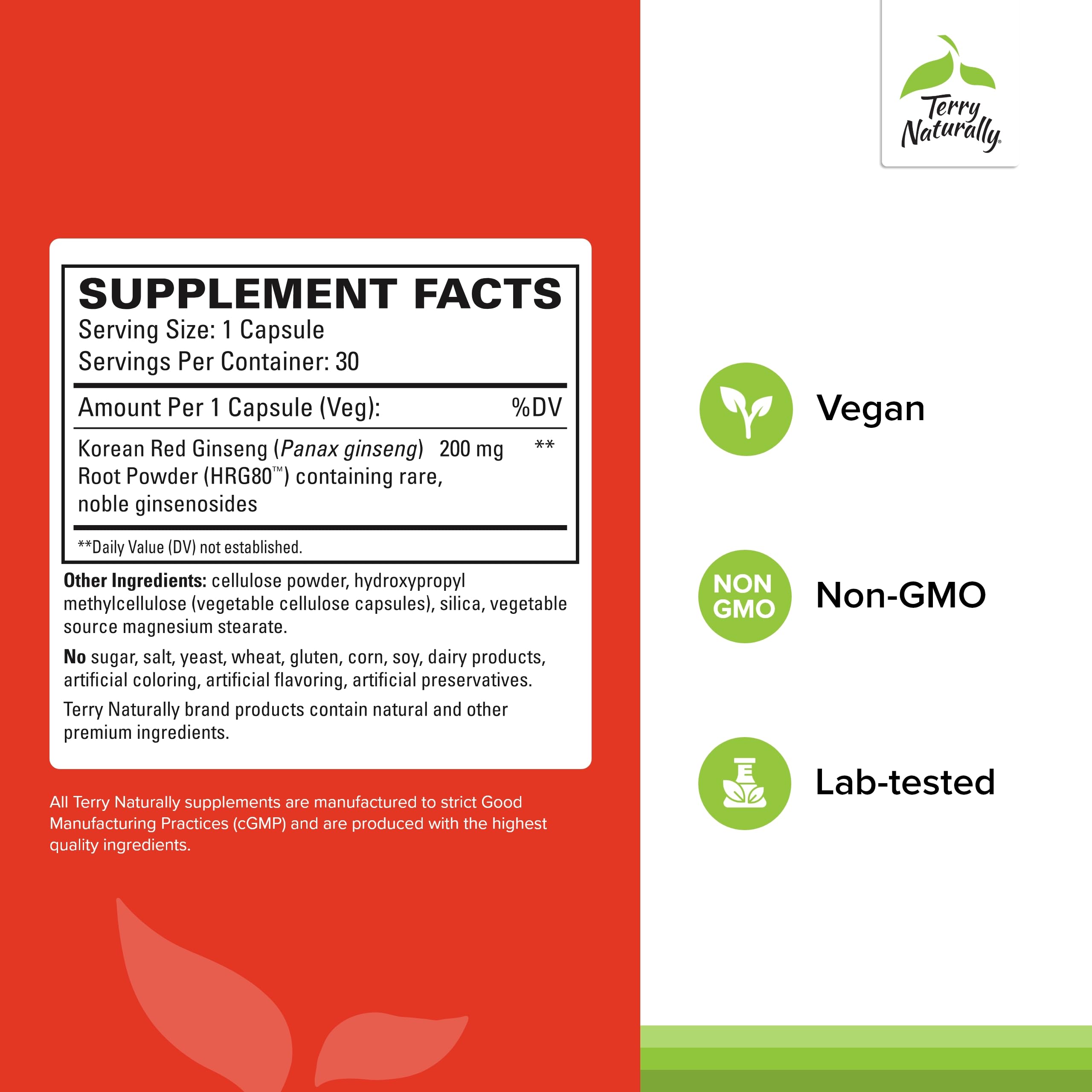 Terry Naturally Ginseng Supplement 50g side view