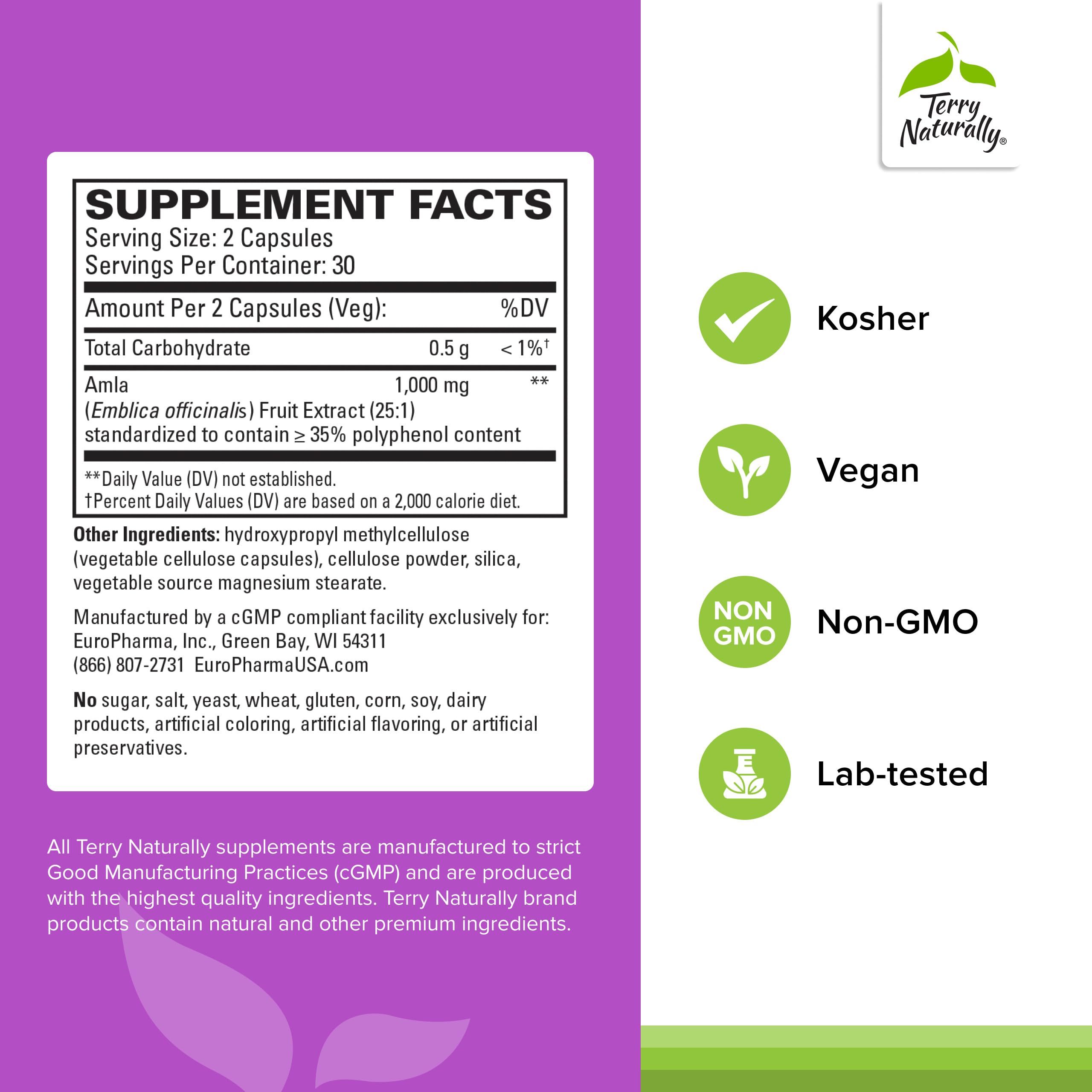 Terry Naturally Healthy Cholesterol with Amla 750mg Softgels packaging