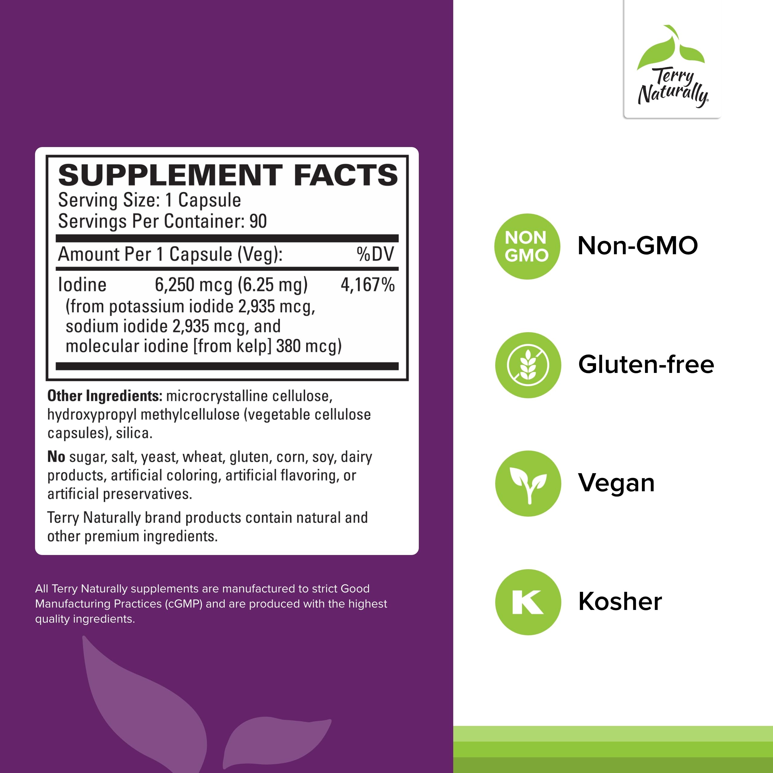 Terry Naturally Iodine Wellness Supplement 14g side view