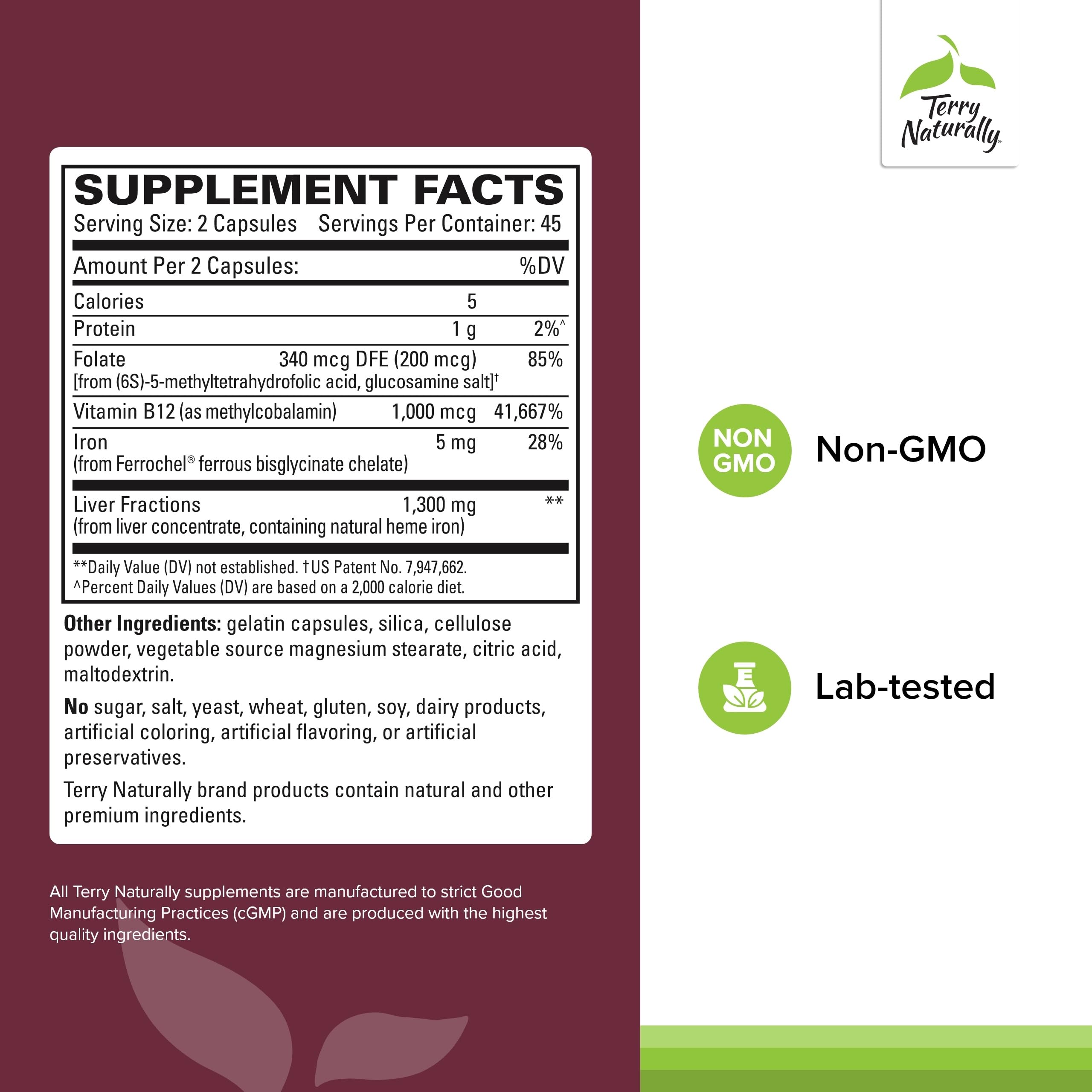 Terry Naturally Iron Supplement 14g side view