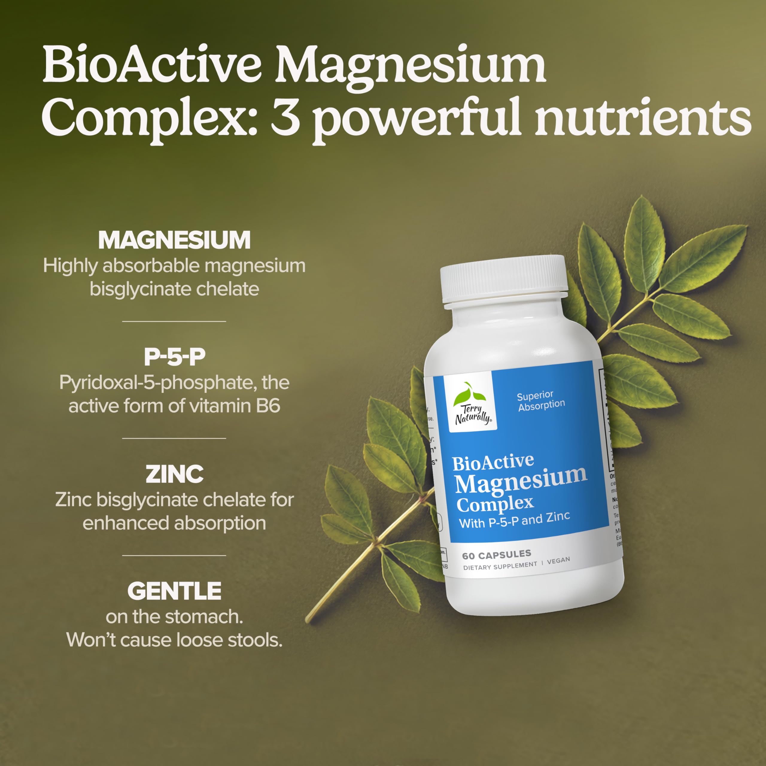 Terry Naturally Magnesium Supplement bottle top view