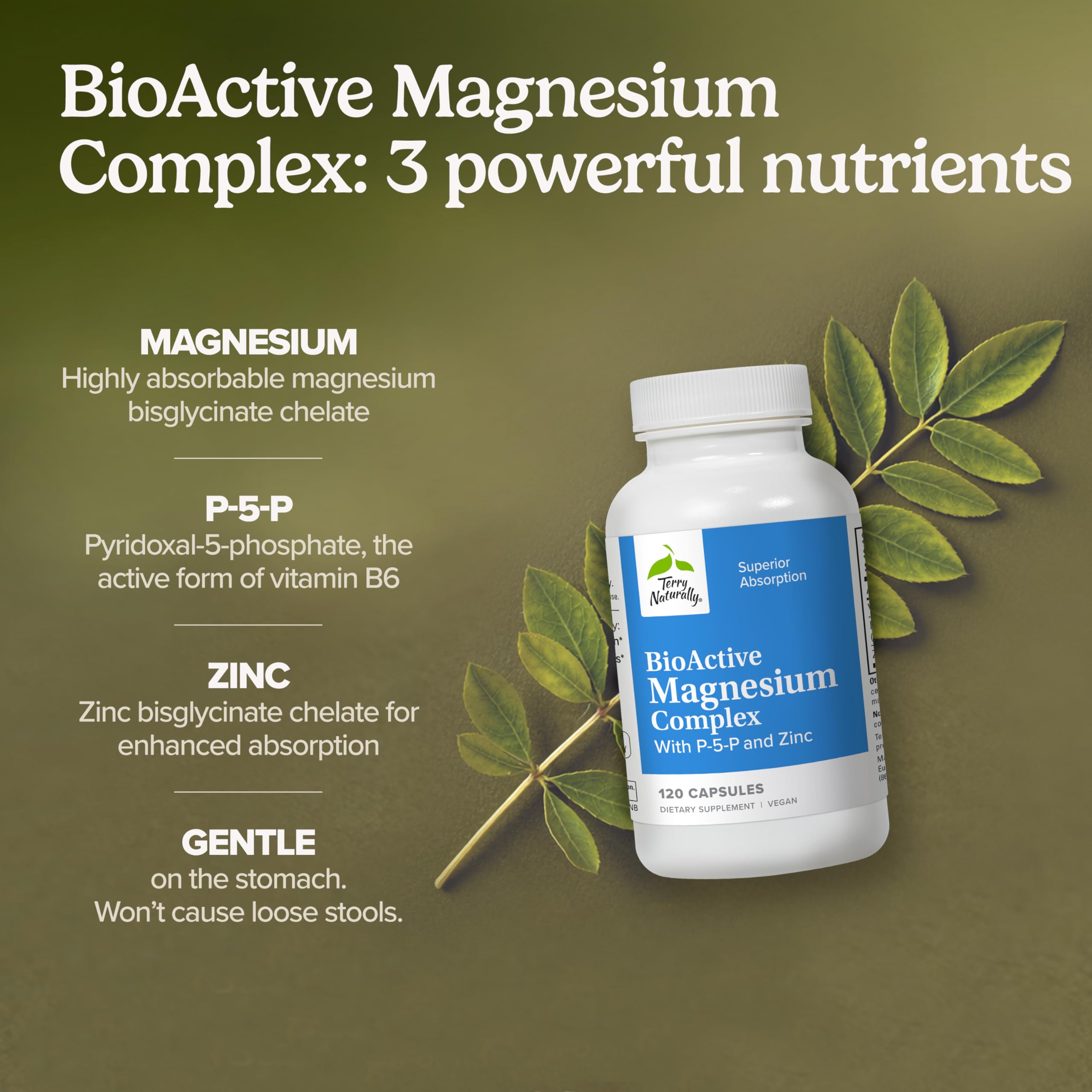 Terry Naturally Magnesium Supplement side view showing details