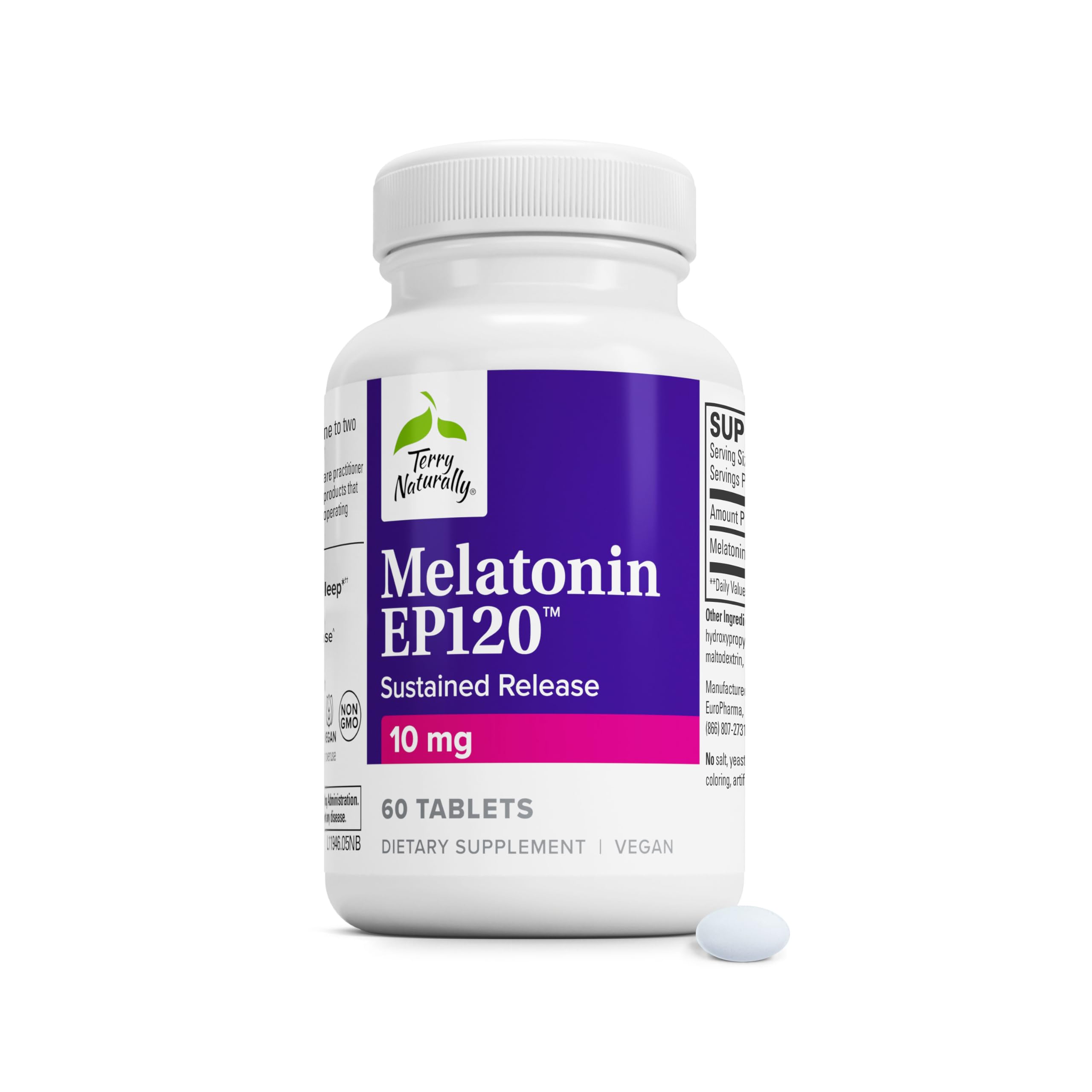 Terry Naturally Melatonin EP120 10mg Sleep Supplement 60 Tablets front view