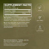 Terry Naturally Melatonin EP120 10mg Sleep Supplement with a glass of water