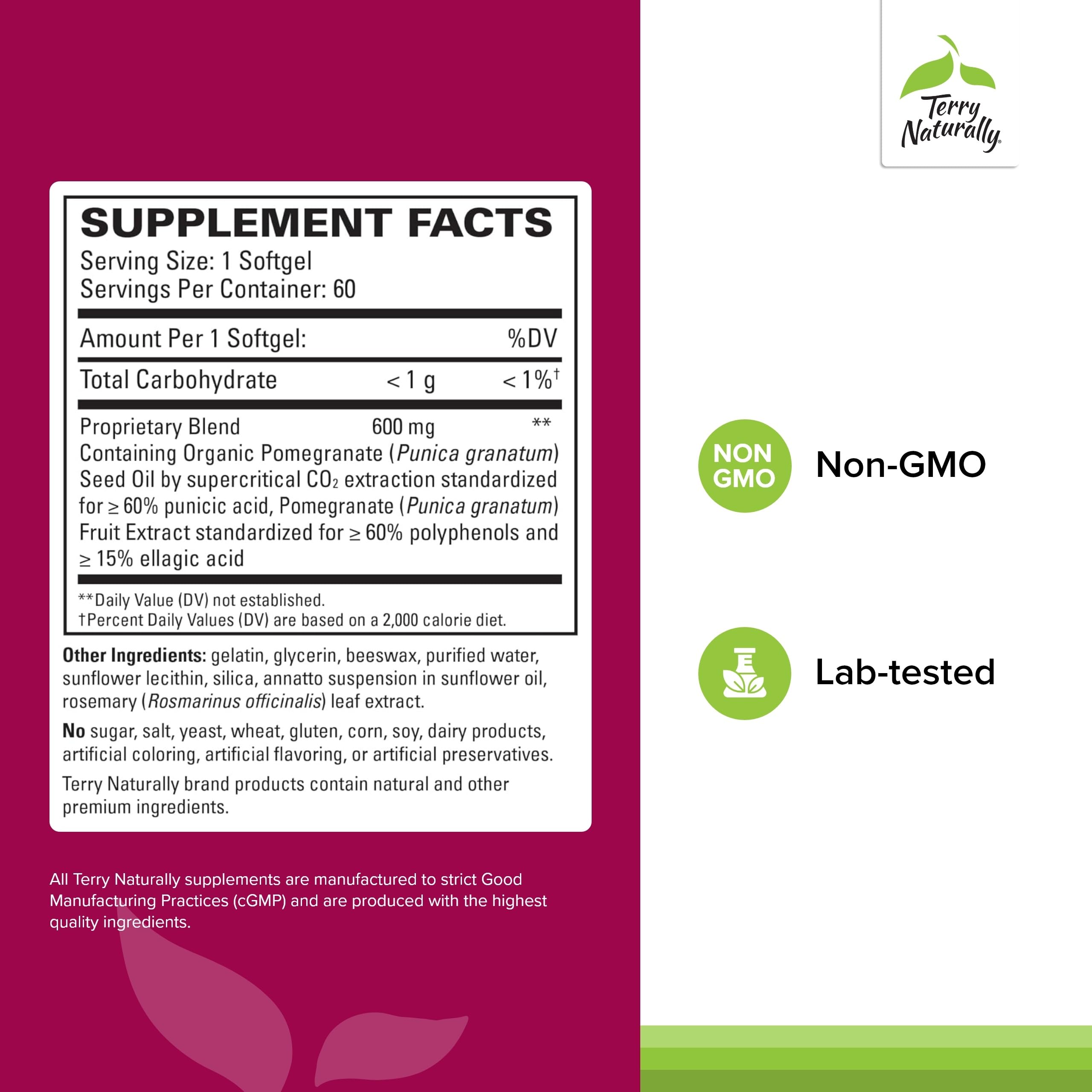 Terry Naturally Pomegranate Seed Oil Softgels packaging