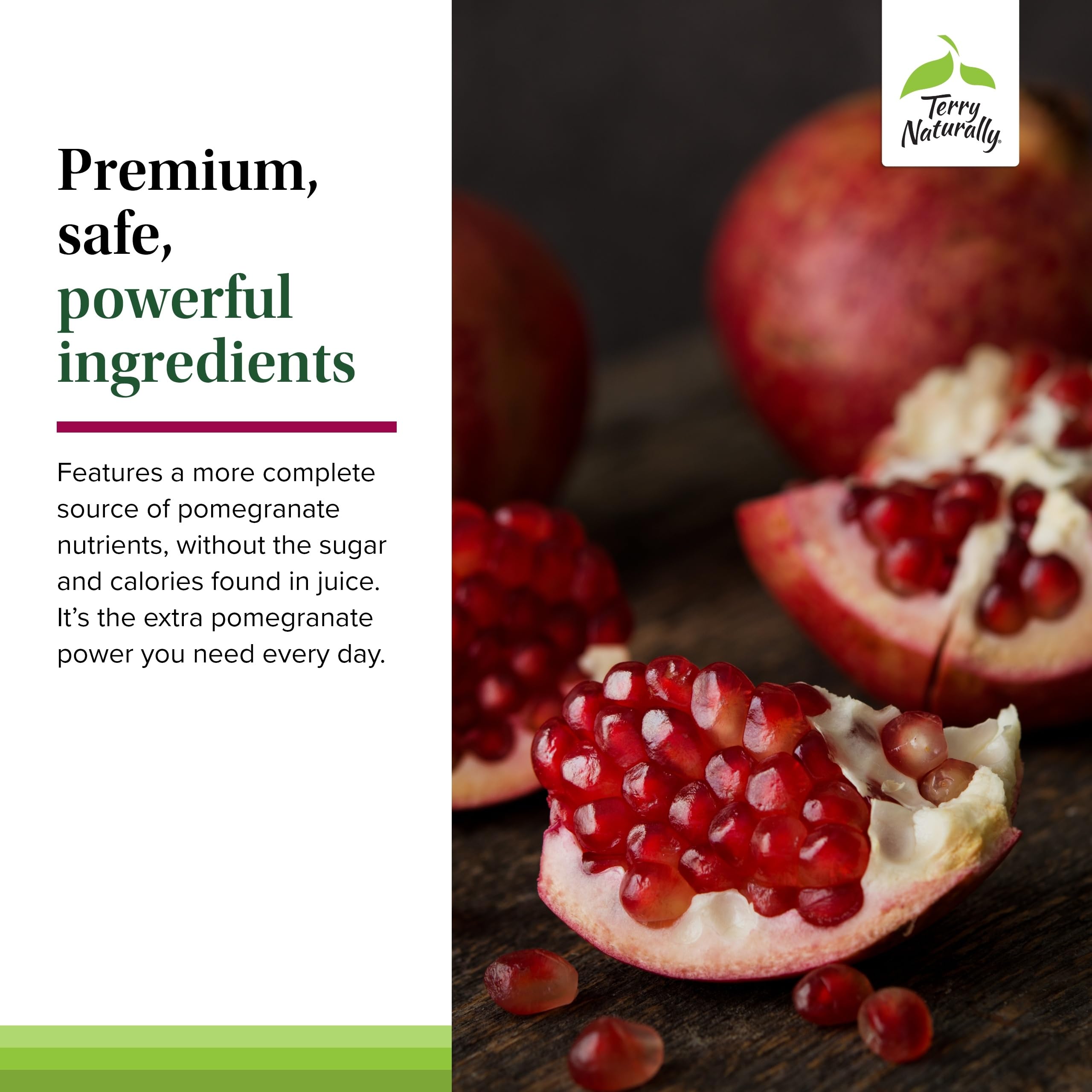 Terry Naturally Pomegranate Seed Oil Softgels with a softgel on a spoon