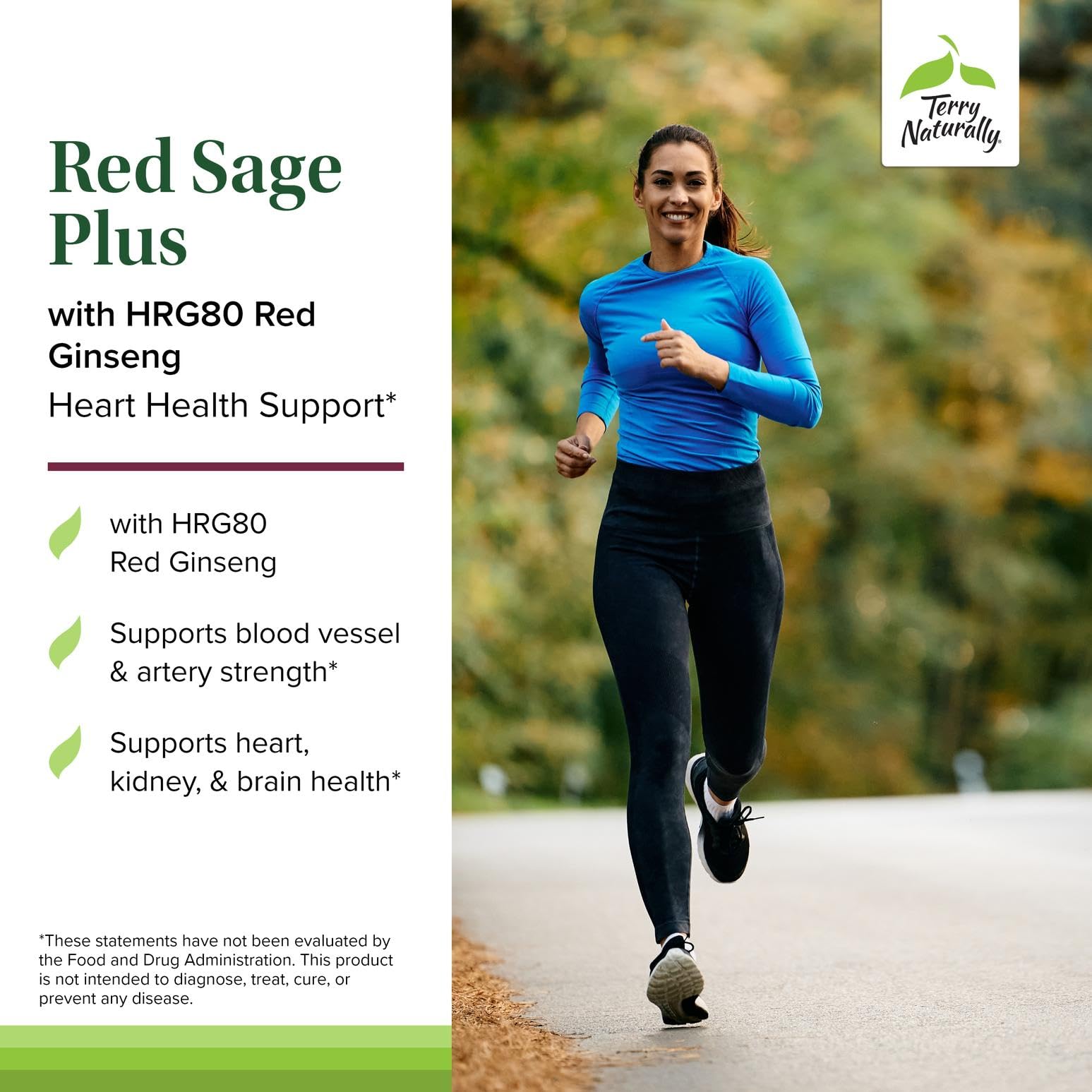 Terry Naturally Red Sage Plus supplement capsules on a wooden surface