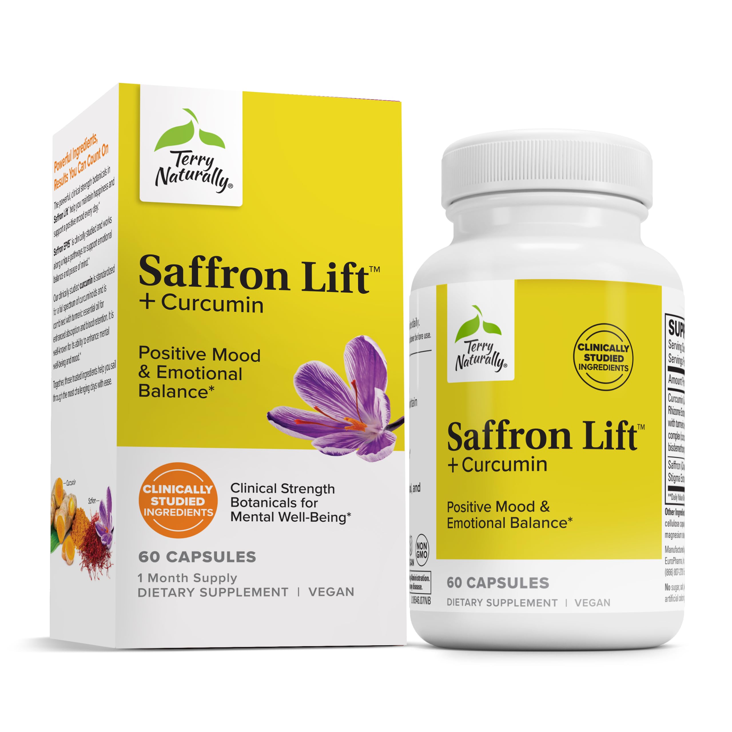 Terry Naturally Saffron Lift Curcumin Supplement front view