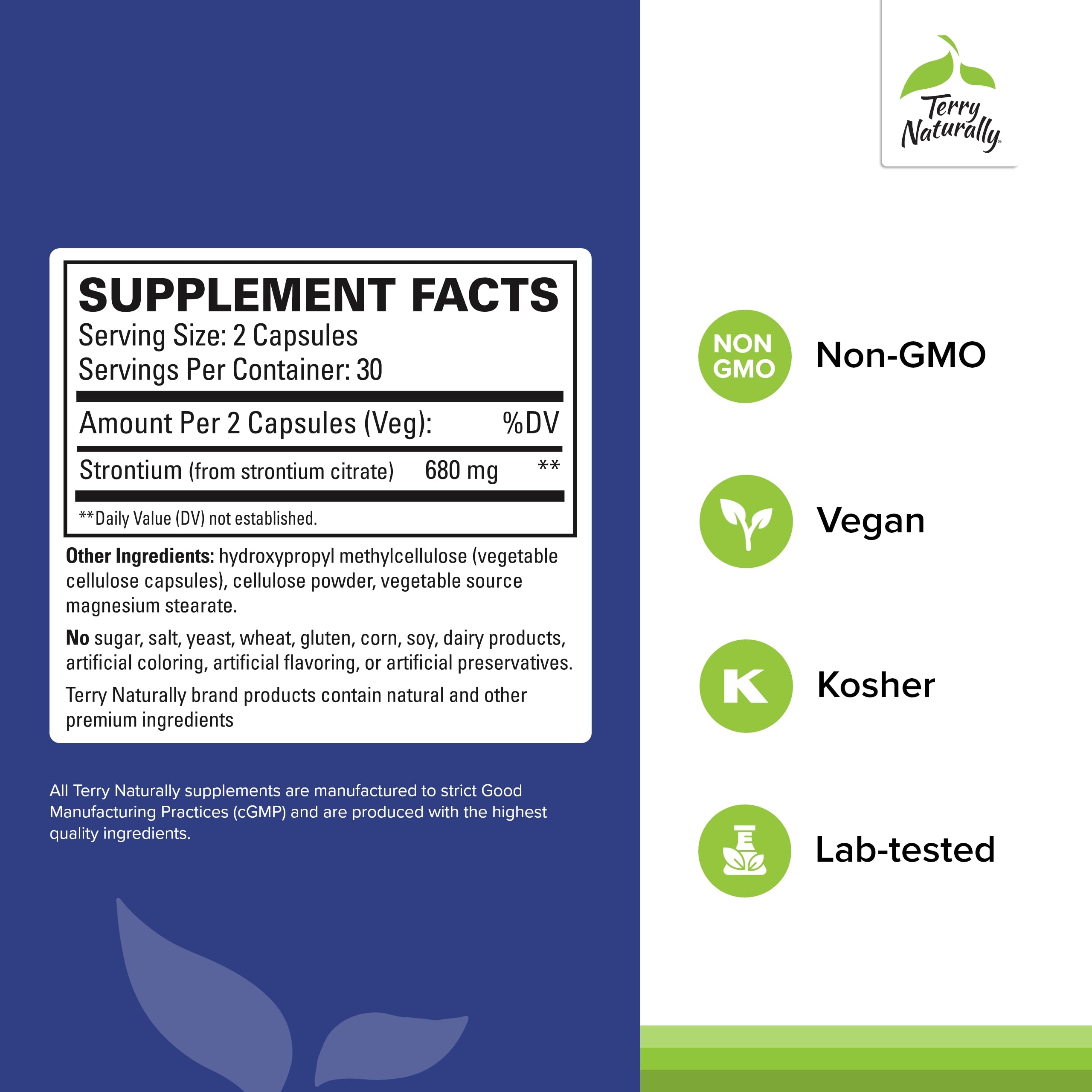 Terry Naturally Strontium Citrate Mineral Supplement side view
