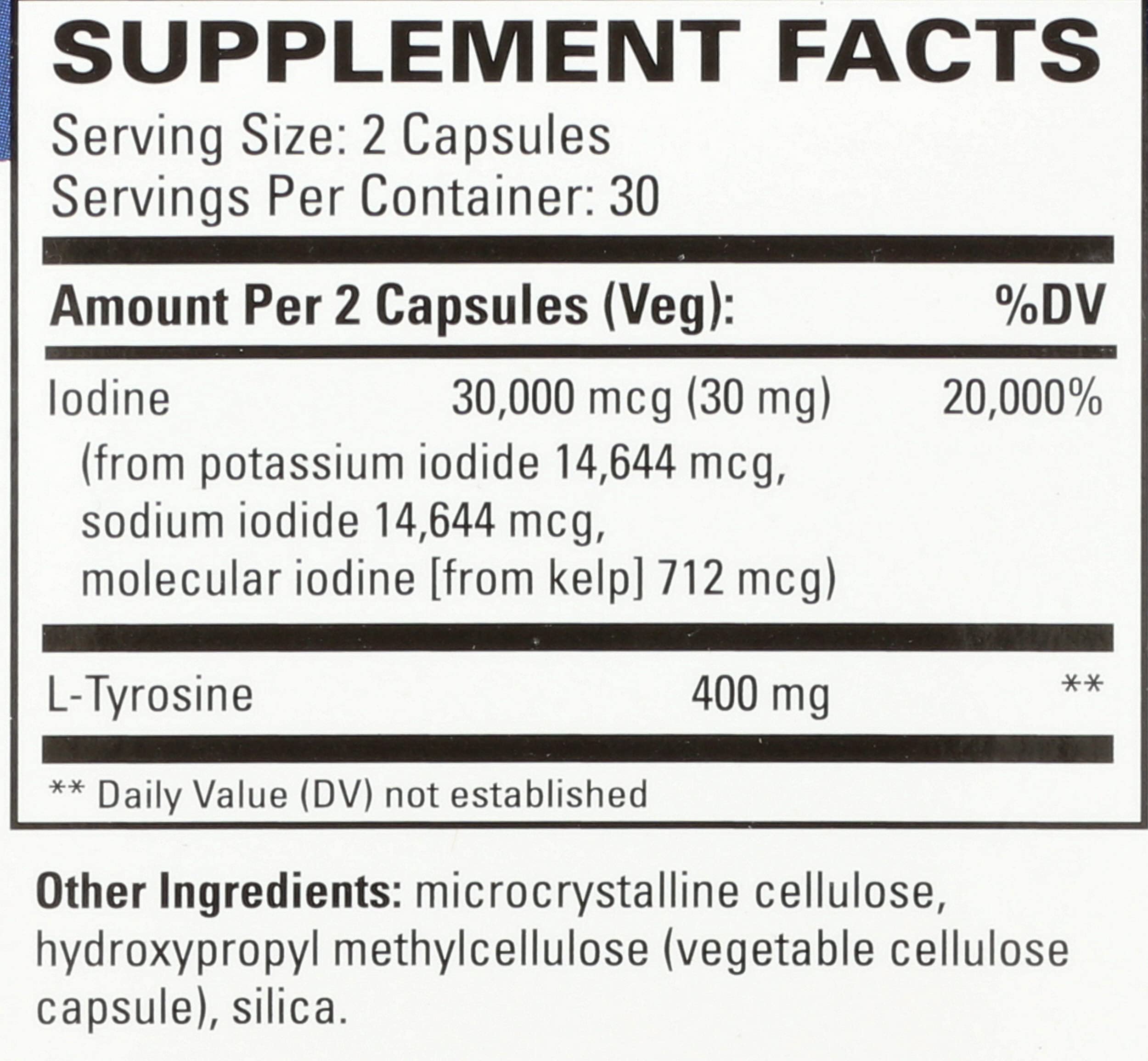 Terry Naturally Thyroid Care 500 mg capsules with ingredients list