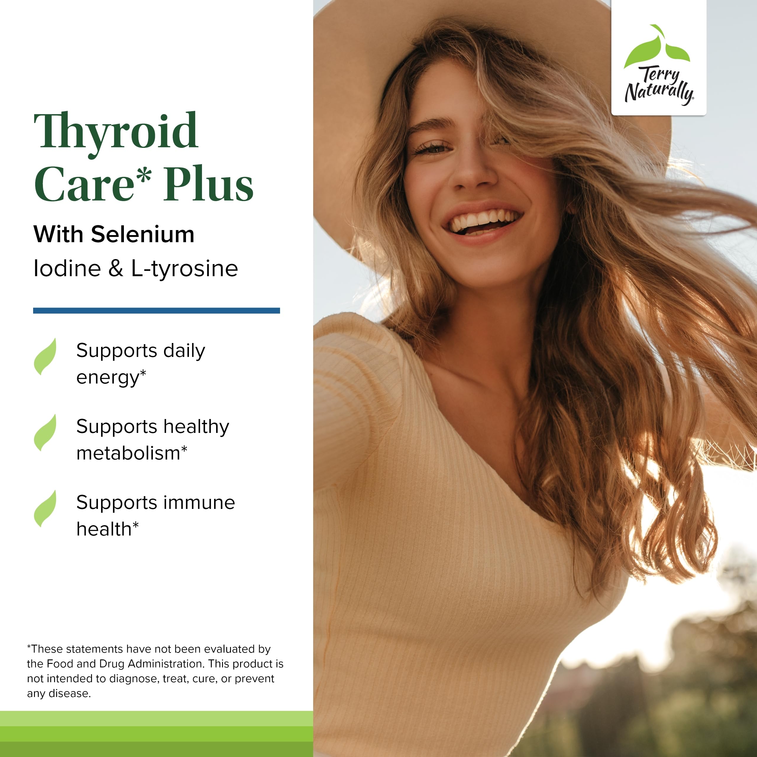 Terry Naturally Thyroid Extract Supplement 141g capsules in a bowl