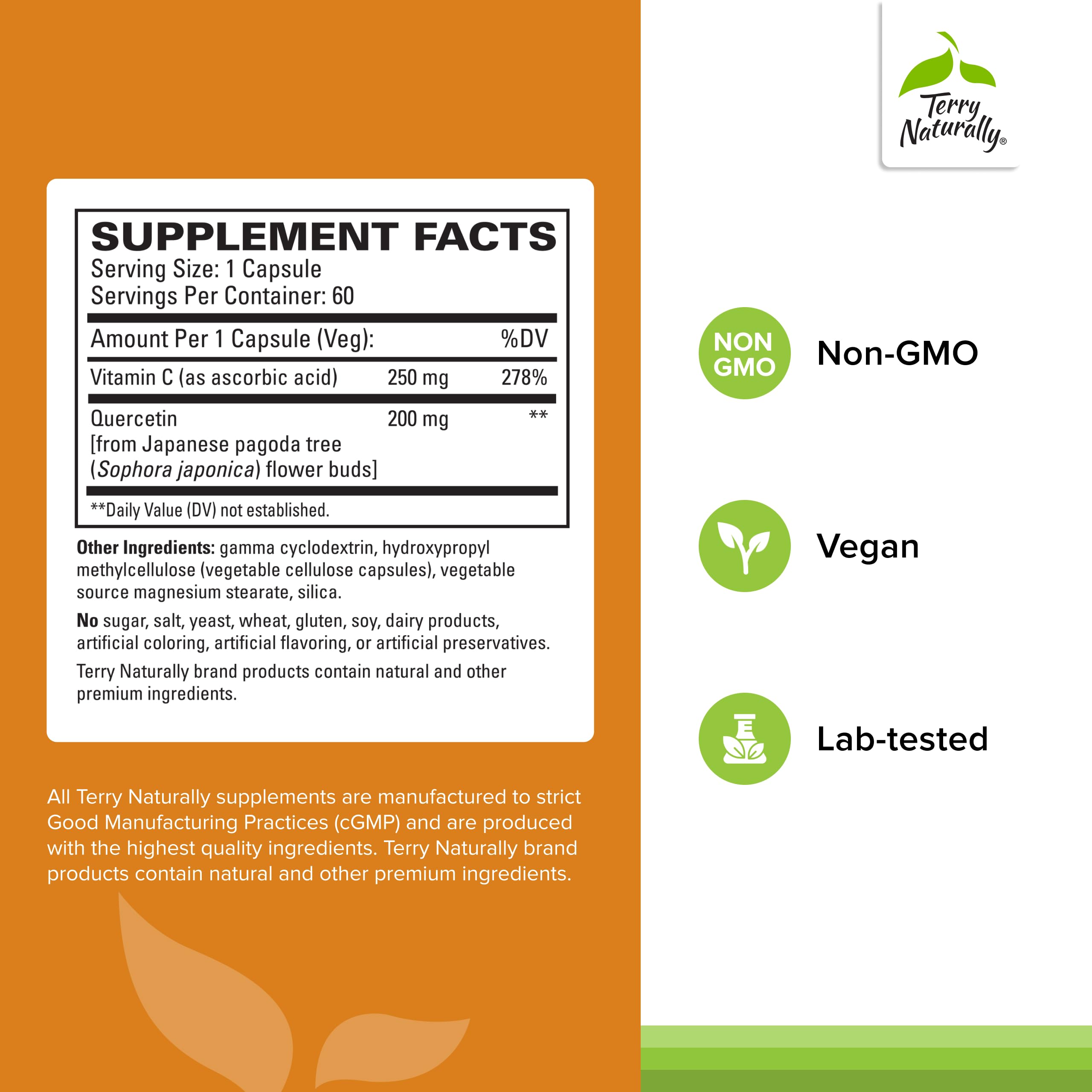Terry Naturally Vitamin C Supplement 82g side view