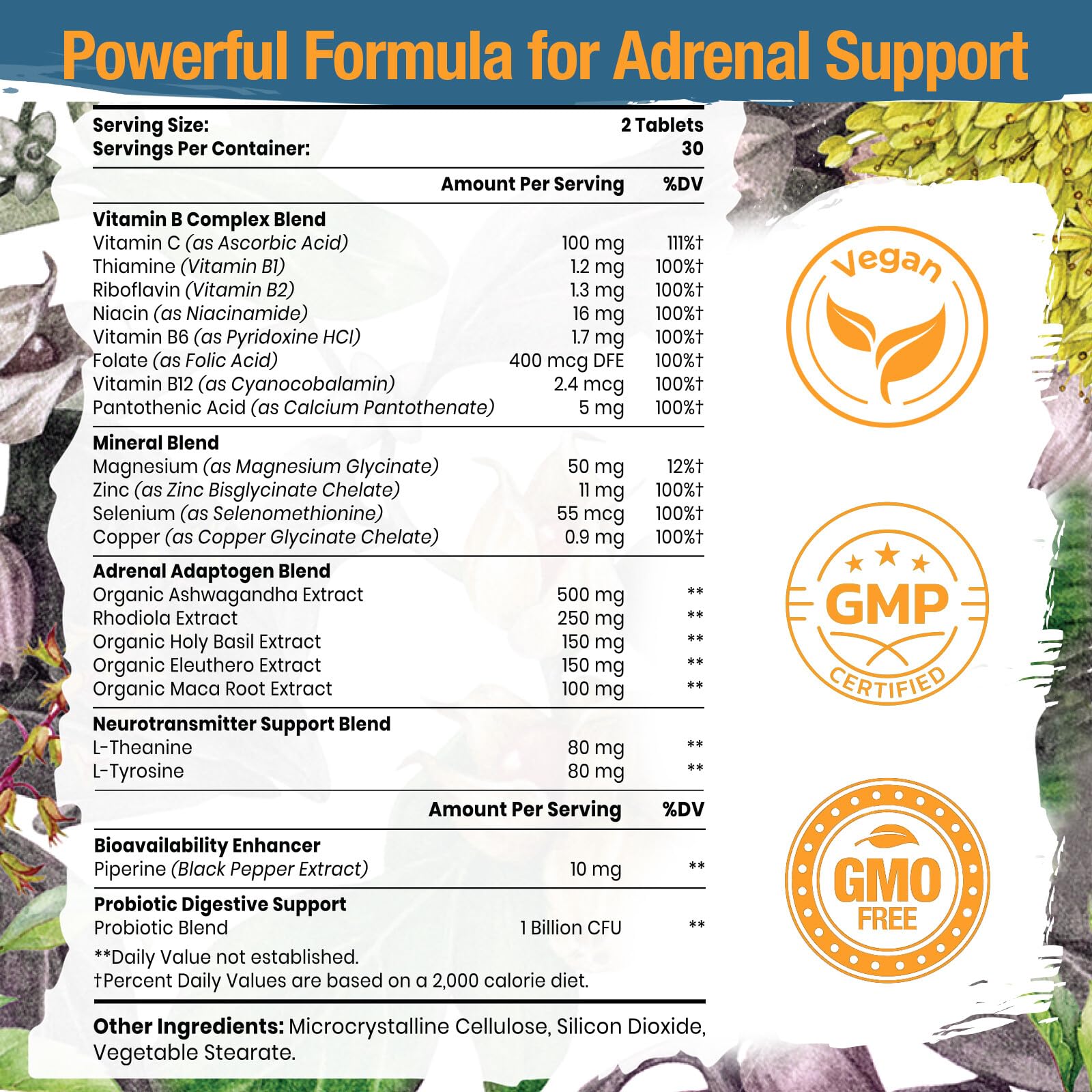 Tervaies Adrenal Extracts Supplement bottle with label